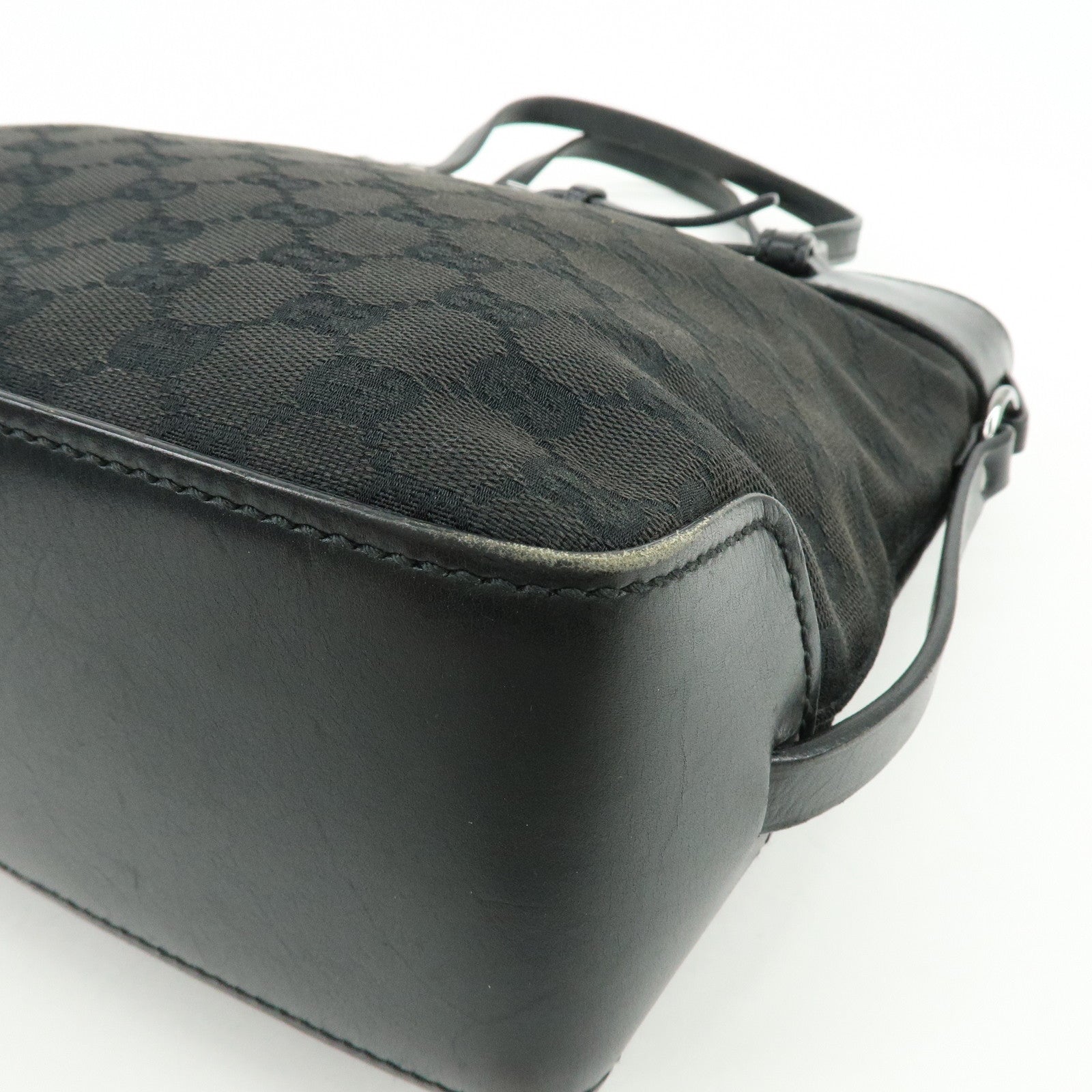 GUCCI GG Monogram Canvas Leather Tote Bag Hand Bag Black 107757