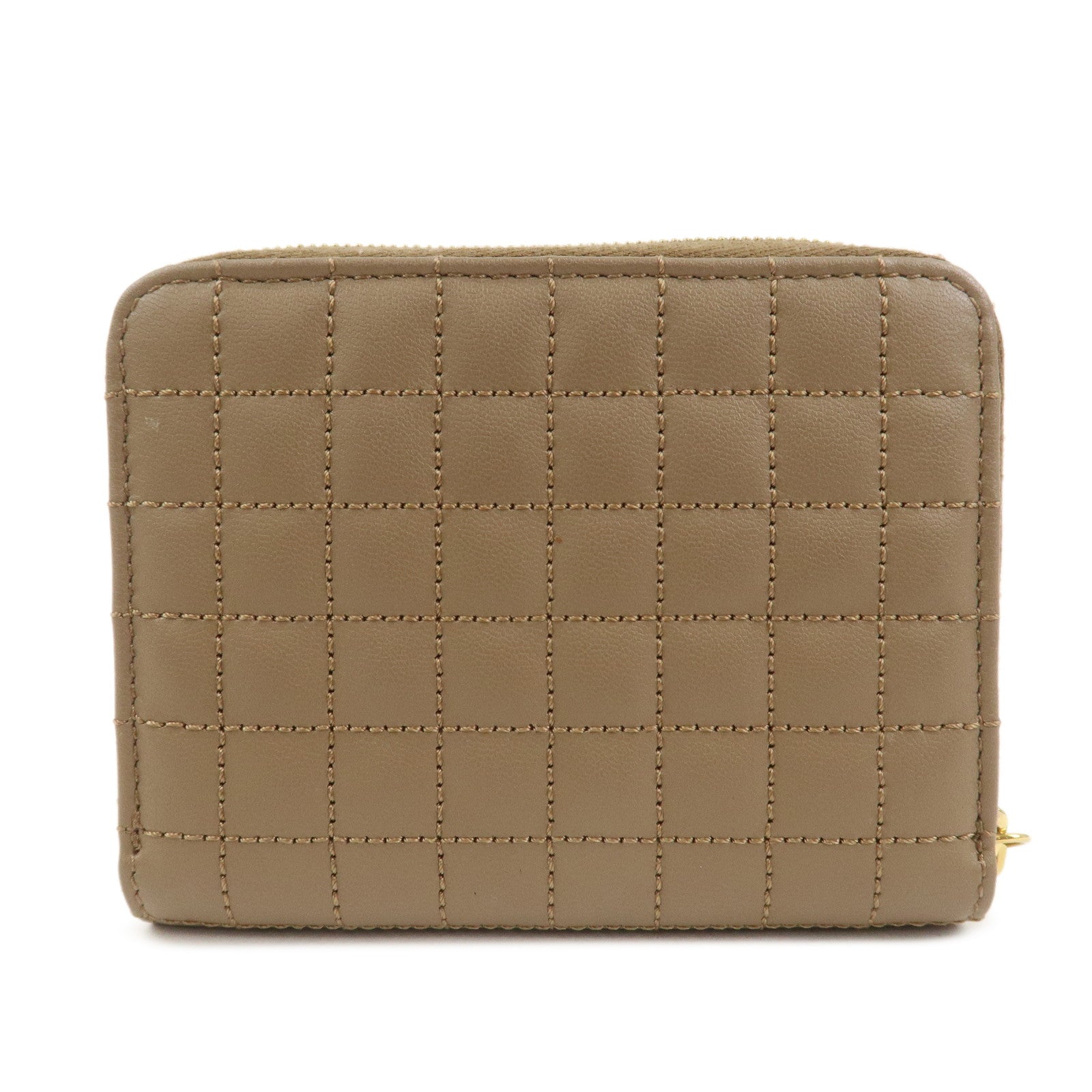 CELINE Leather Compact Zippy Wallet Card Case Coin Case Brown