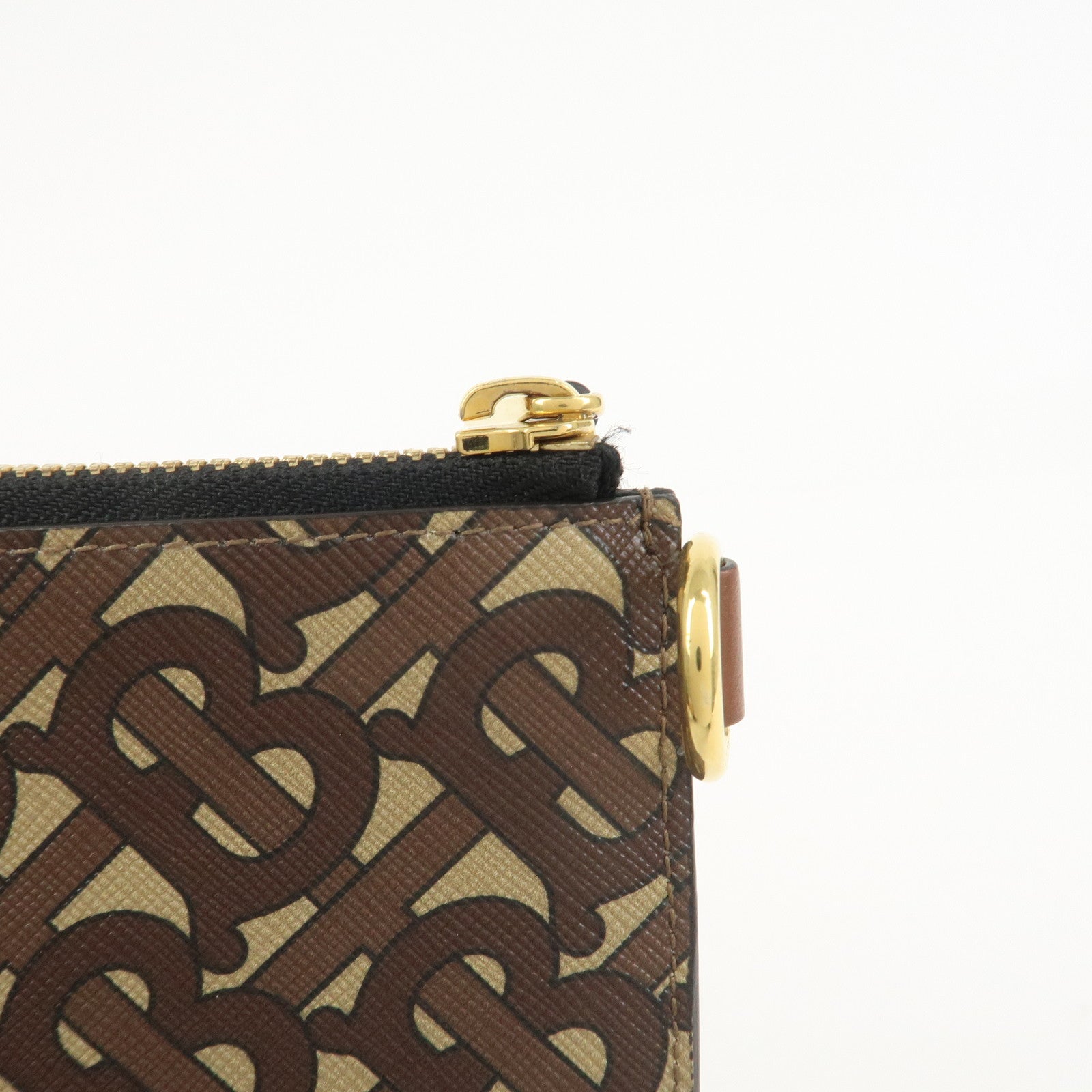 BURBERRY Monogram E Canvas Clutch Bag Pouch Brown