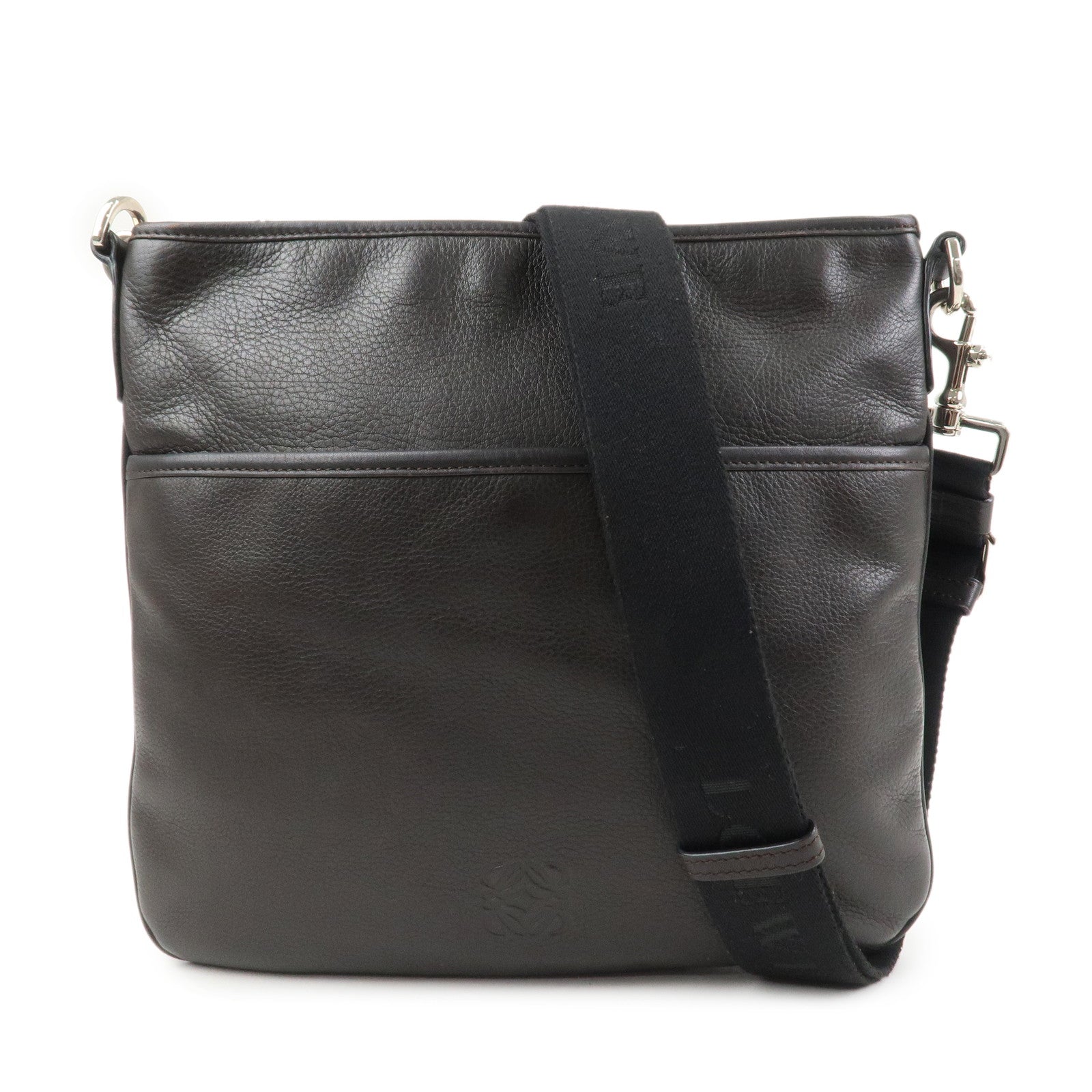 LOEWE Anagram Leather Shoulder Bag Crossbody Bag Dark Brown