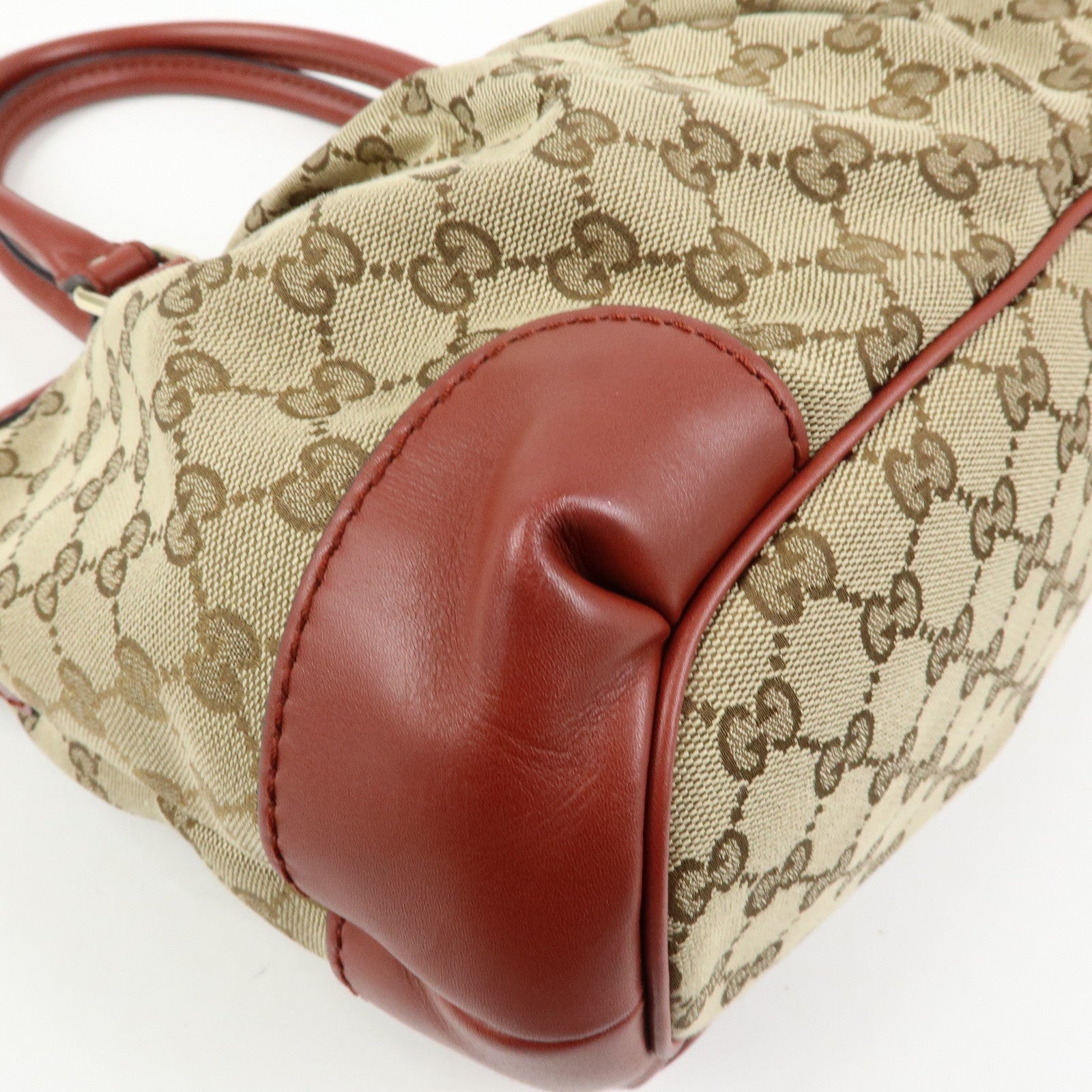 GUCCI Interlocking G GG Canvas Leather 2Way Bag Beige Red 247902