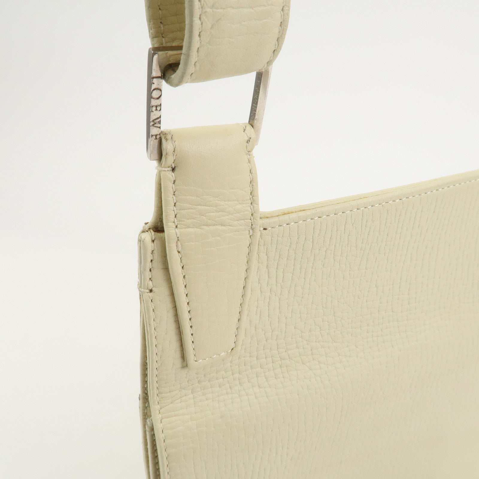 LOEWE Logo Leather Shoulder Bag Crossbody Bag Ivory