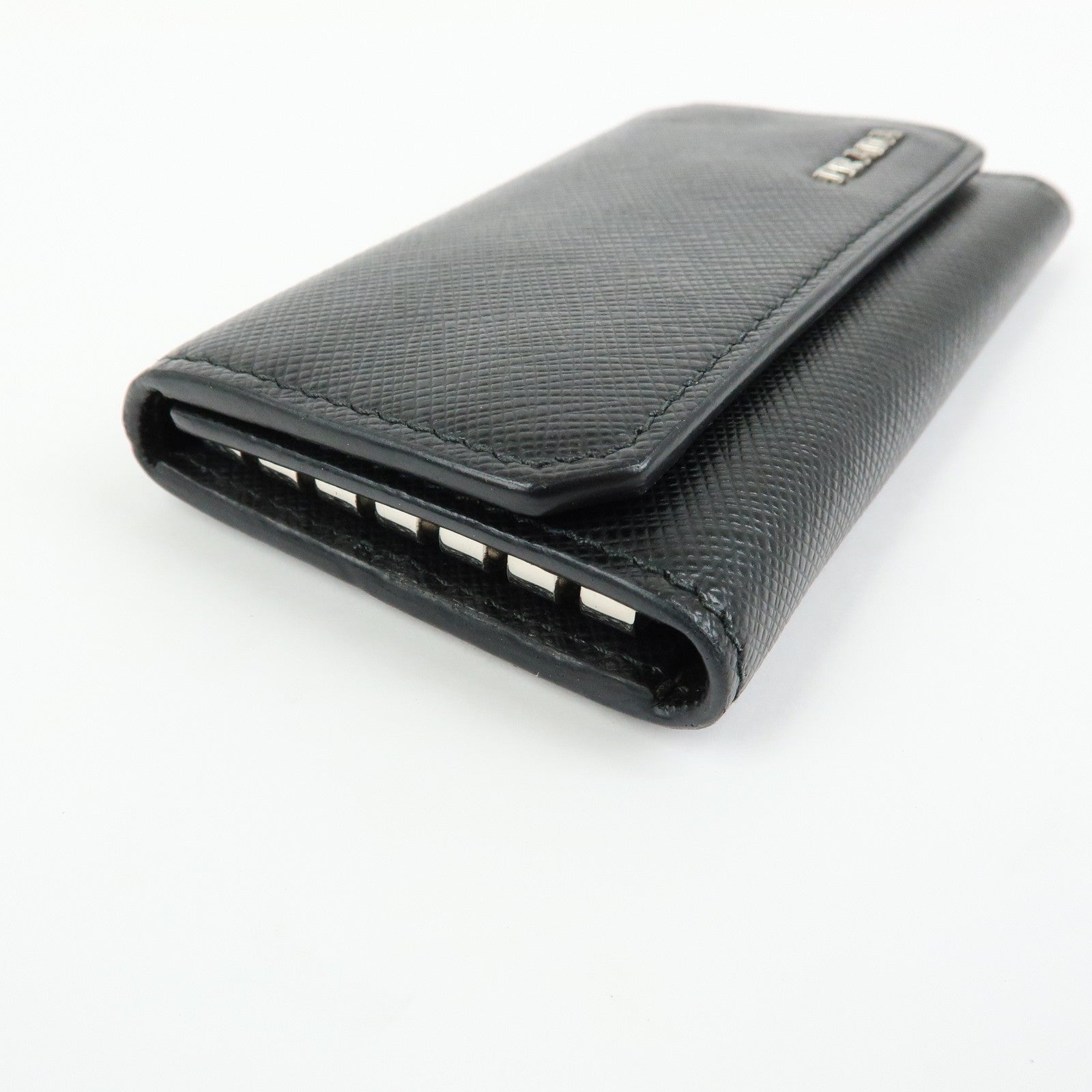 PRADA Saffiano Leather 6 Ring Key Case Key Holder Black 2PG222