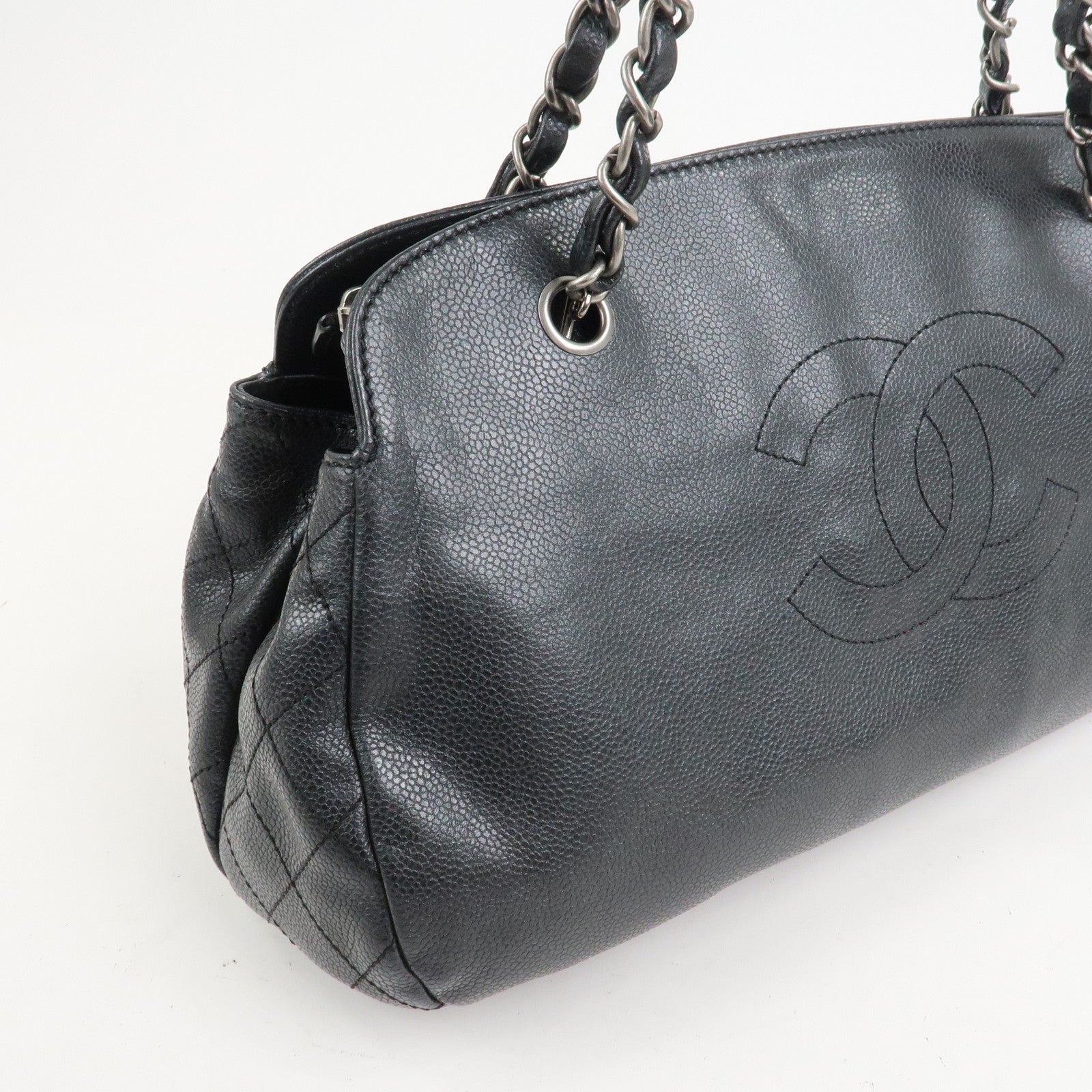 CHANEL COCO Mark Caviarskin Chain Shoulder Bag Black