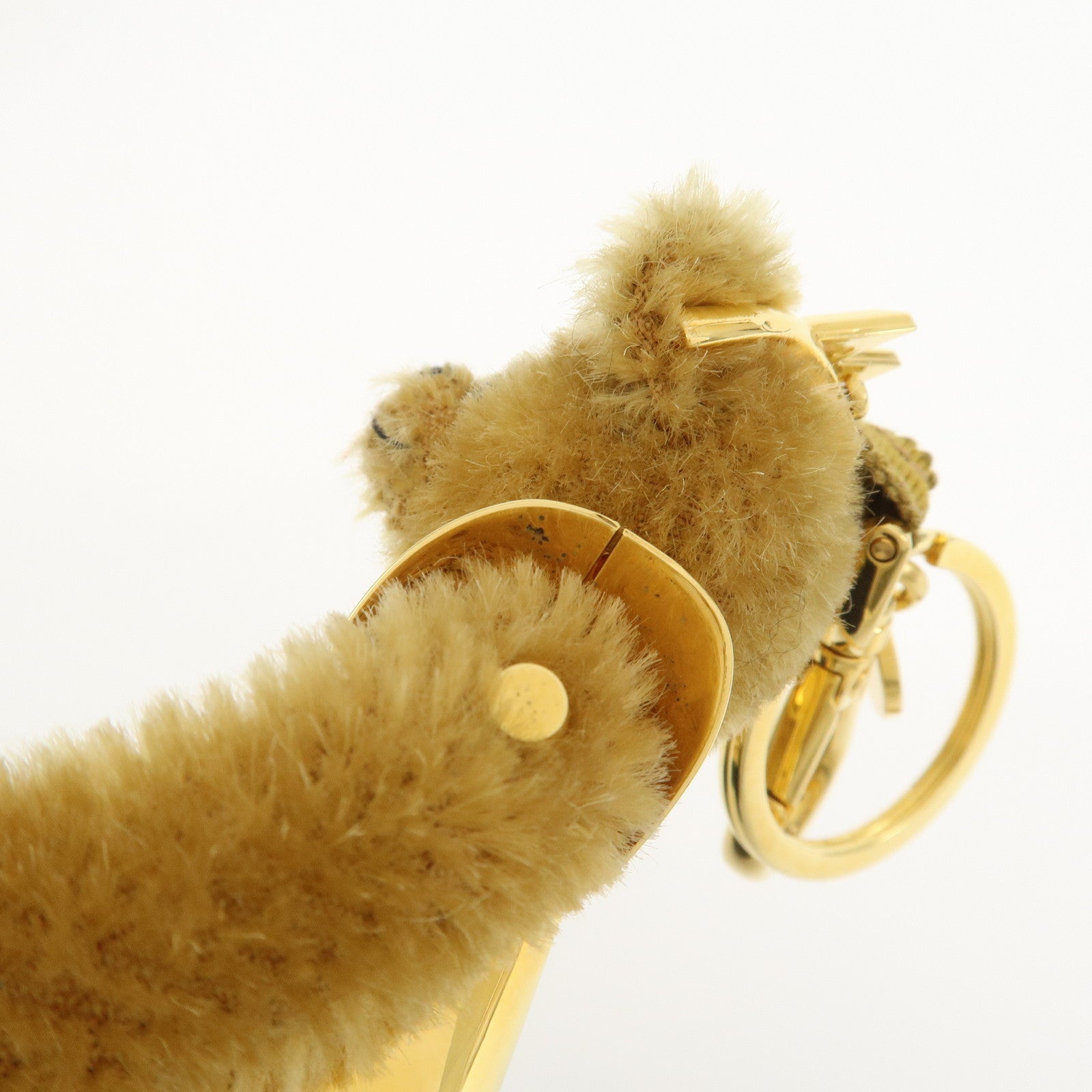 PRADA Teddy Bear Key Bag Charm Lucky Star Gold Brown