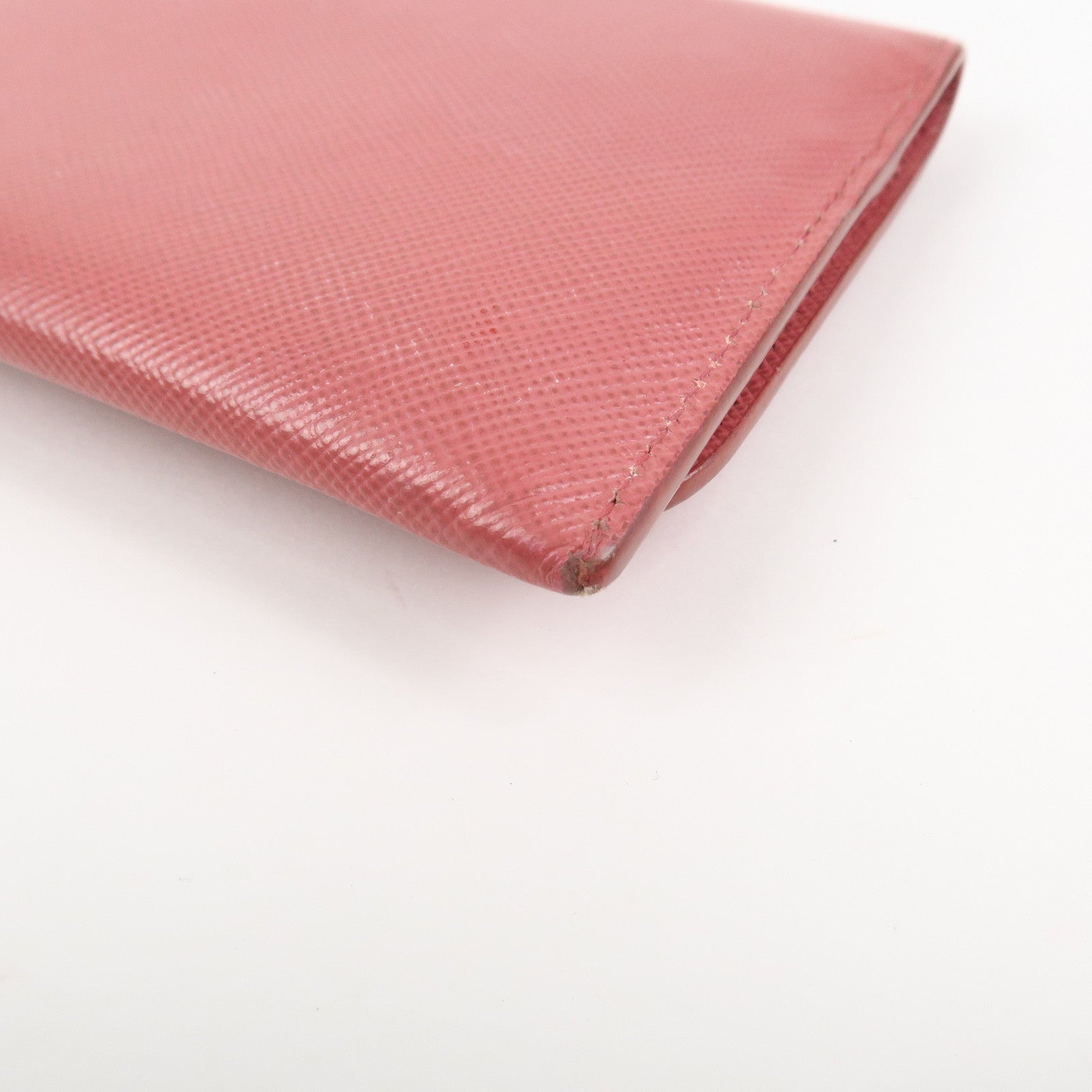 PRADA Logo Saffiano Leather Card Case Card Holder Pink 1M1362