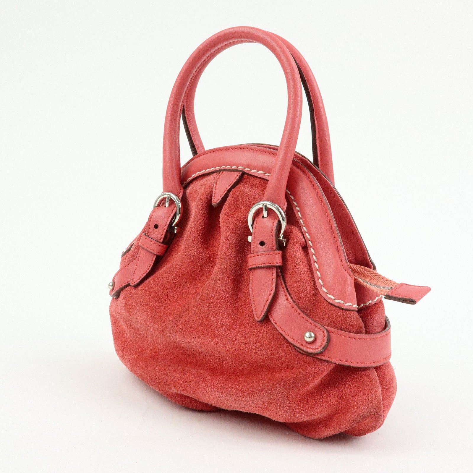 Ferragamo Gancini Suede Leather Small Hand Bag Pink