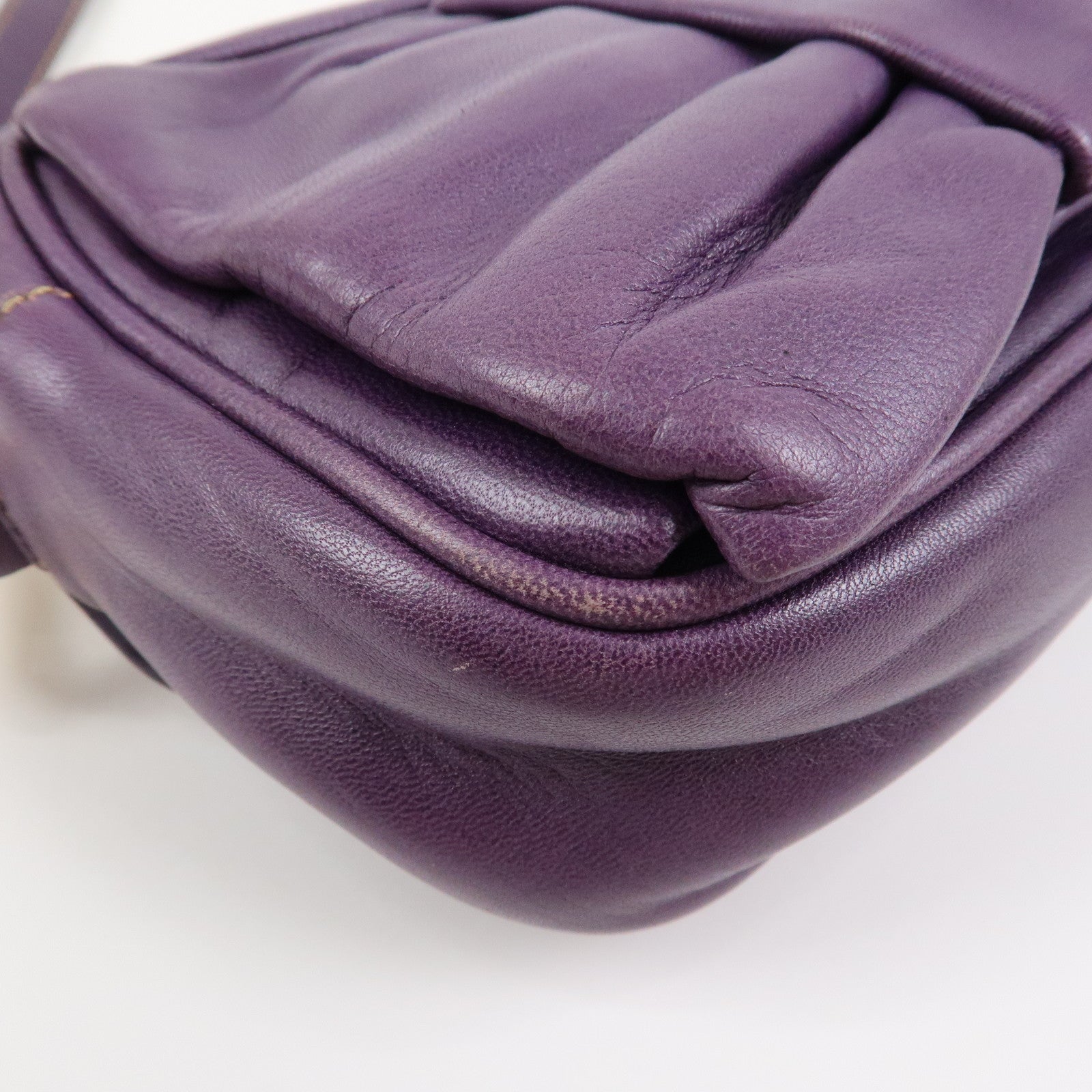 PRADA Logo Nappa Leather Ribbon Mini Shoulder Bag Purple 1NF727