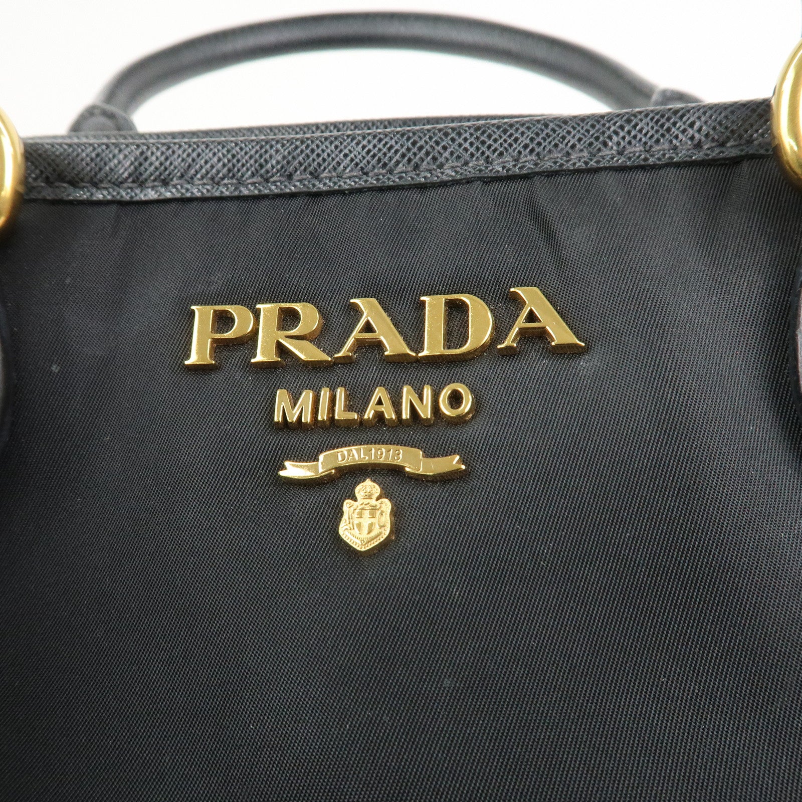 PRADA Logo Nylon Leather 2Way Hand Bag Shoulder Bag Black 1BA173