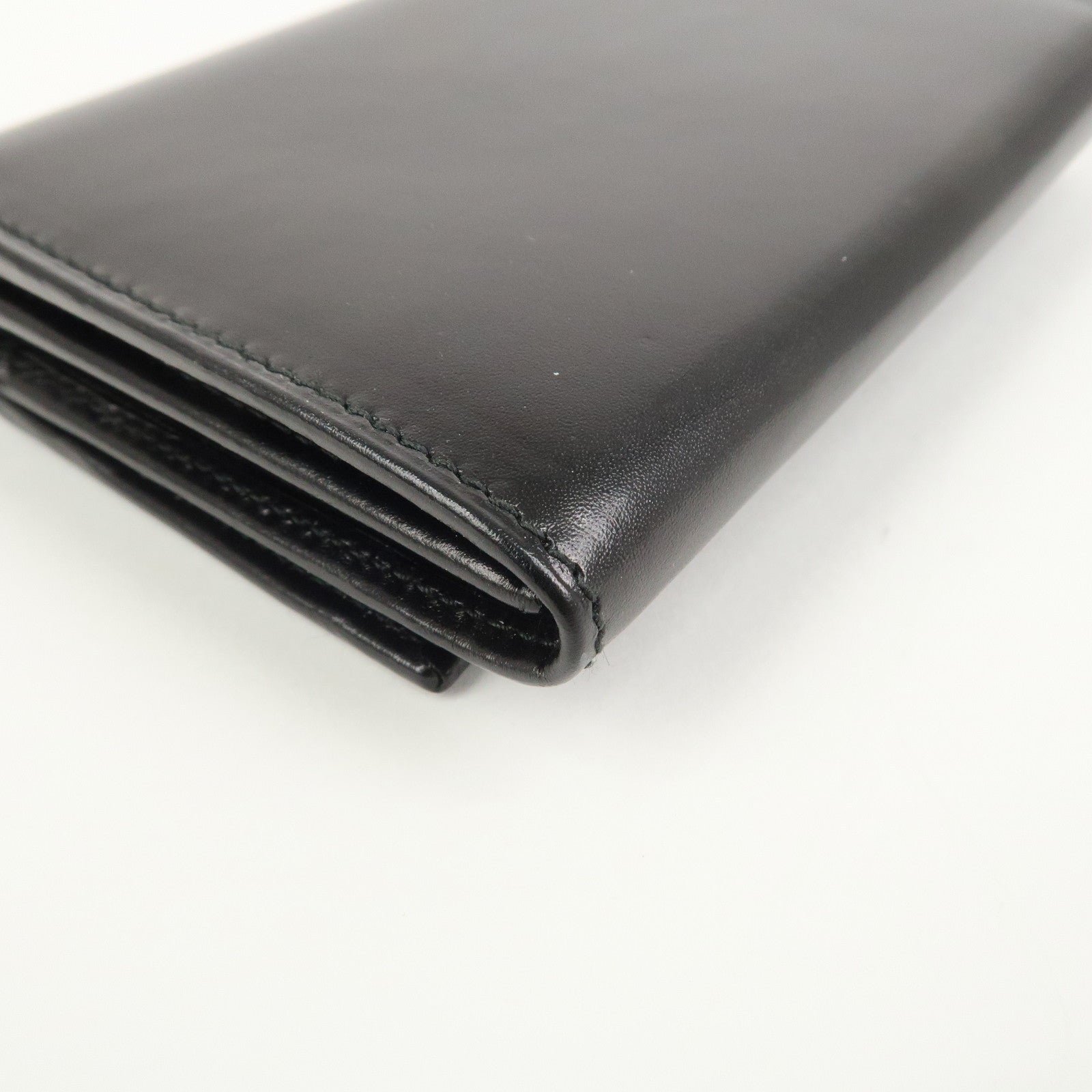 PRADA Logo Leather Compact Wallet Card Case Coin Case Black