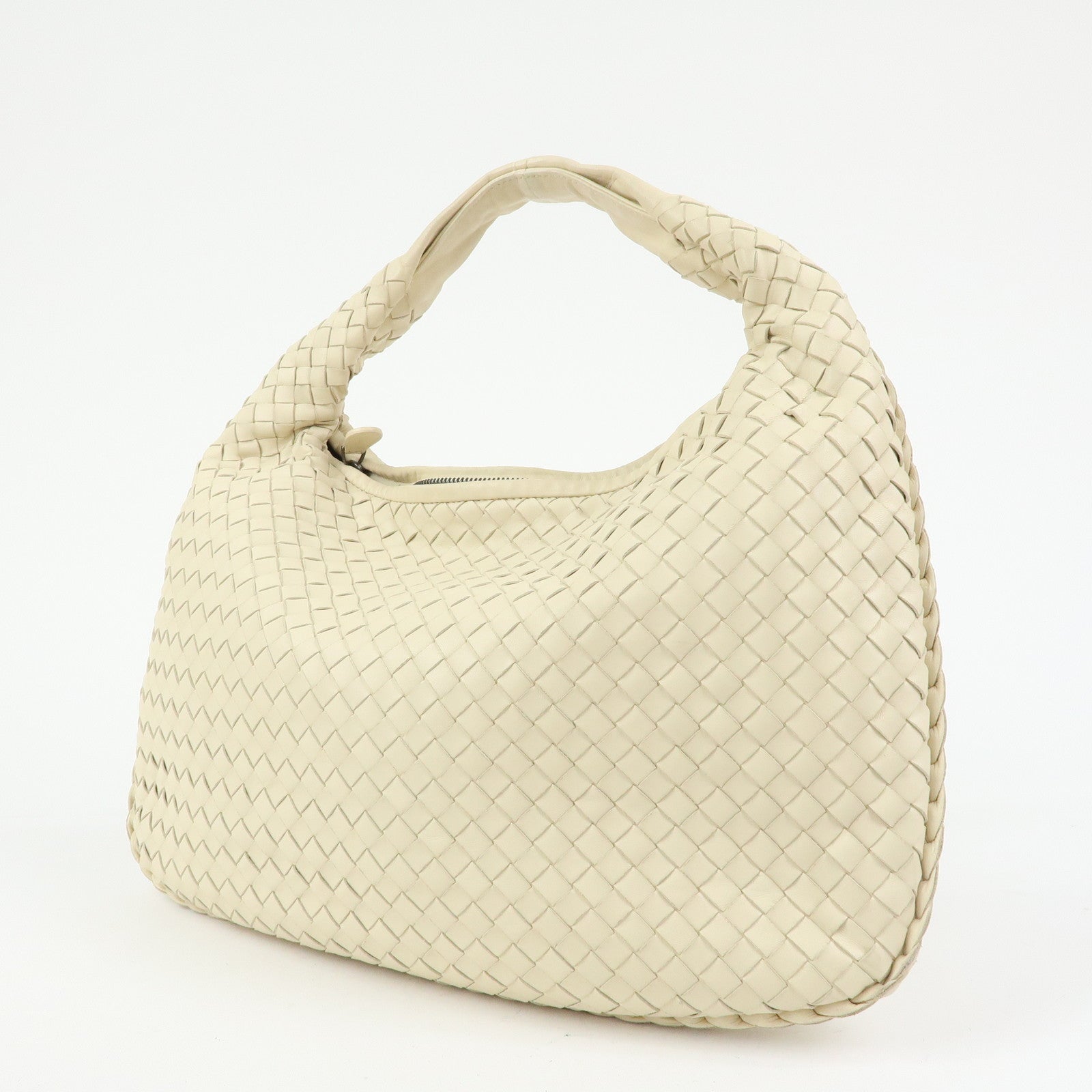 BOTTEGA VENETA Intrecciato Leather Hand Bag Ivory White