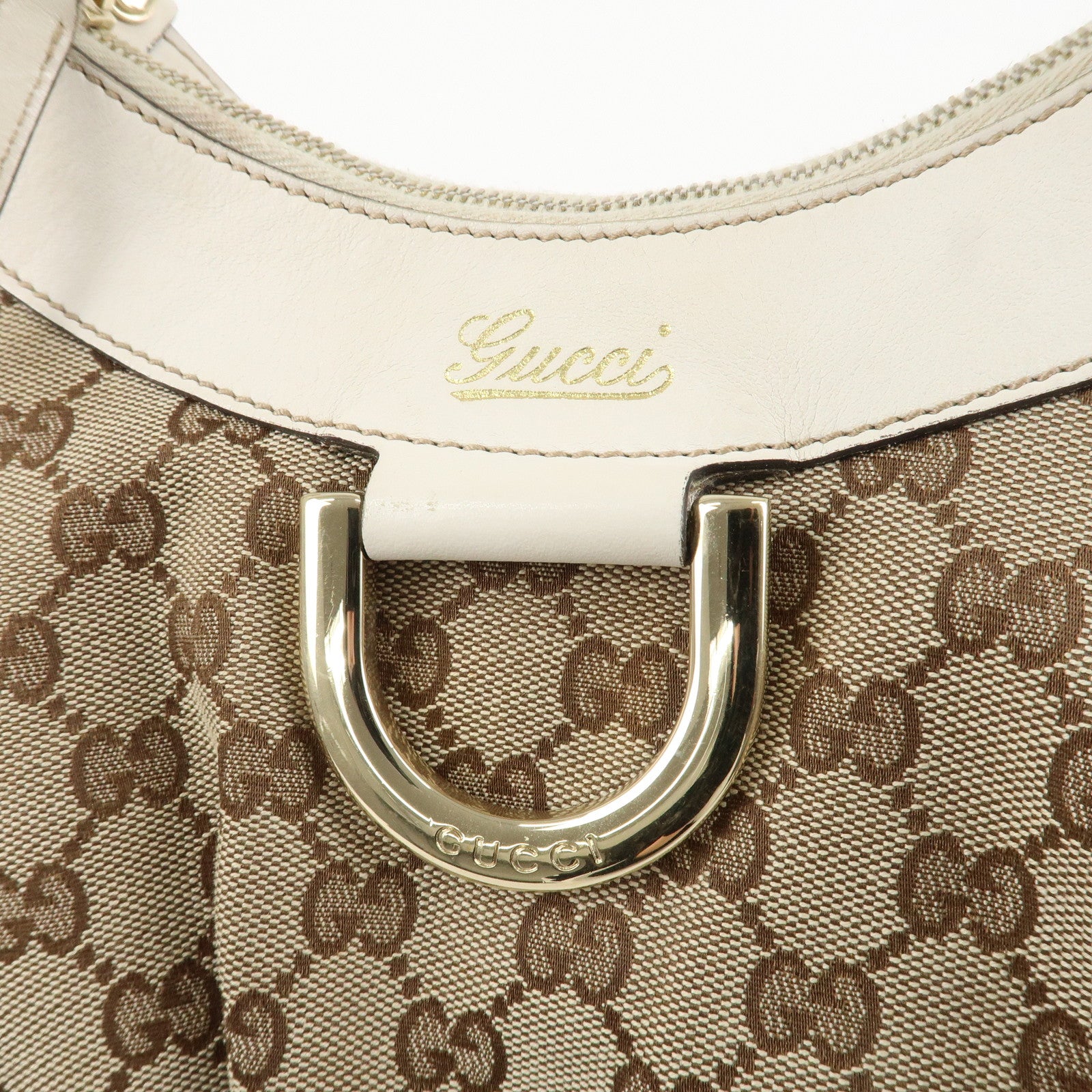GUCCI Abbey GG Canvas Leather Shoulder Bag Beige 190525 Used