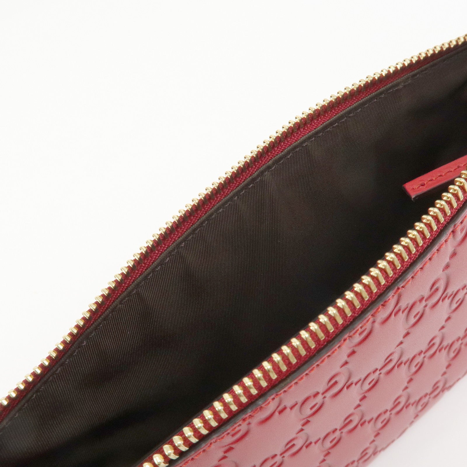 GUCCI Guccissima Leather Chain Shoulder Bag Pouch Red 428449