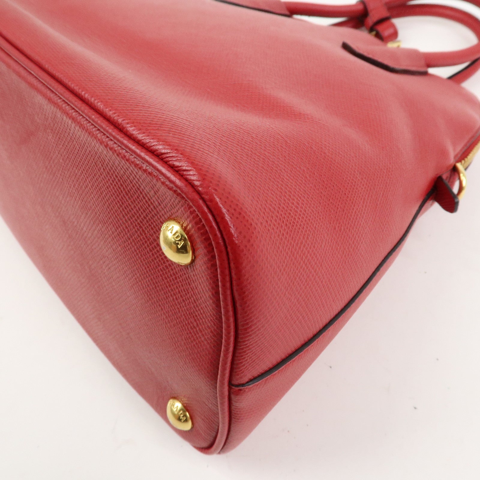 PRADA Logo Saffiano Leather 2Way Hand Bag Shoulder Bag Red BL0907