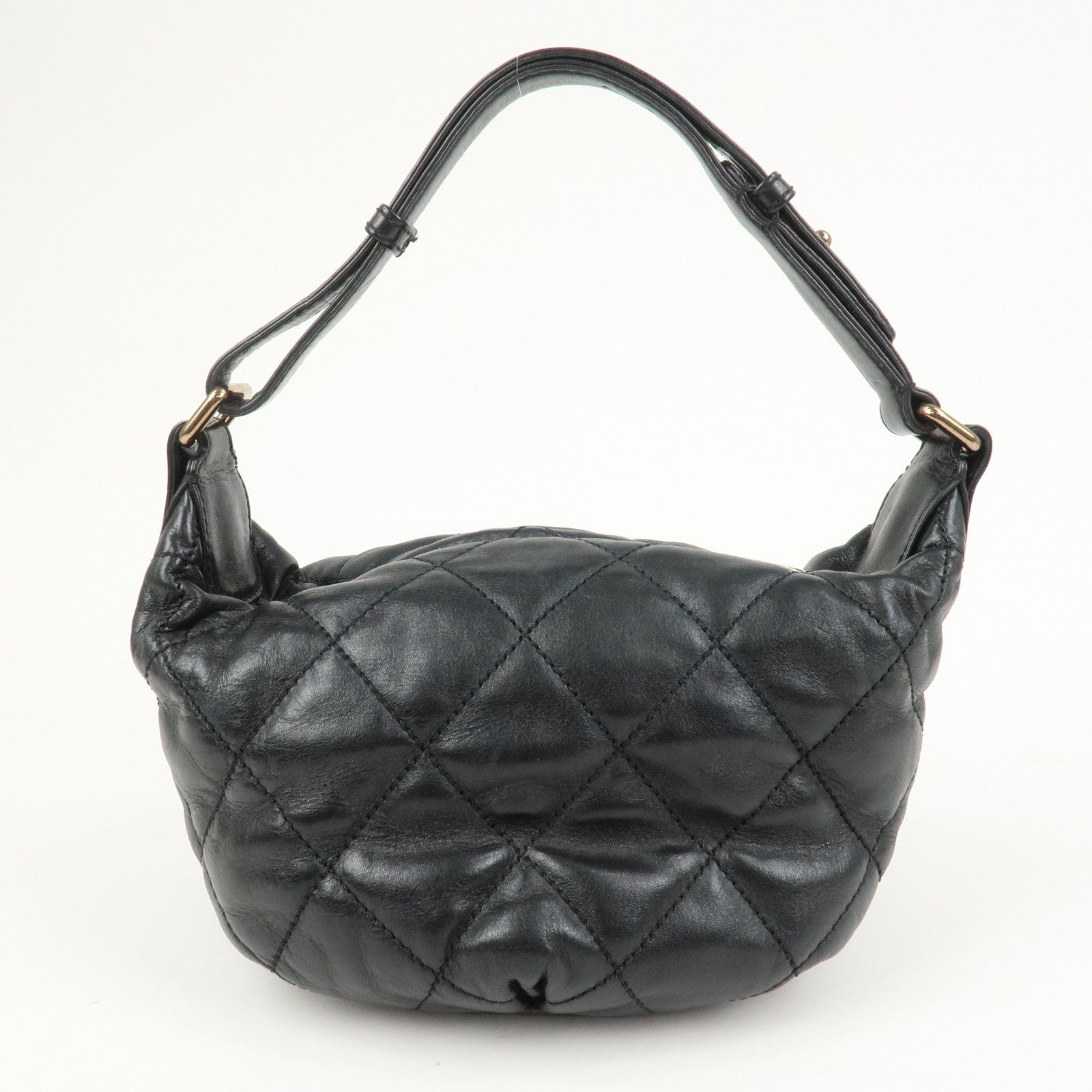 CHANEL Matelasse COCO Mark Lamb Skin Shoulder Bag Hand Bag Black