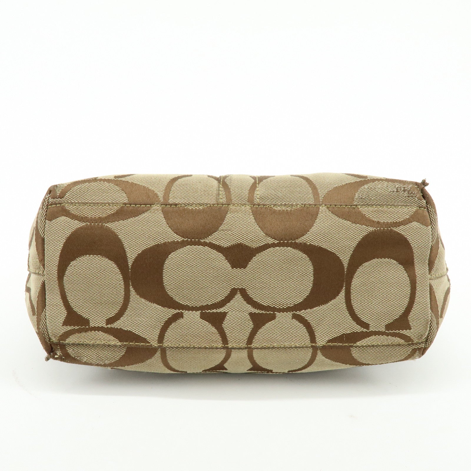 COACH Signature Set of 2 Canvas Leather Shoulder Bag Brown Beige