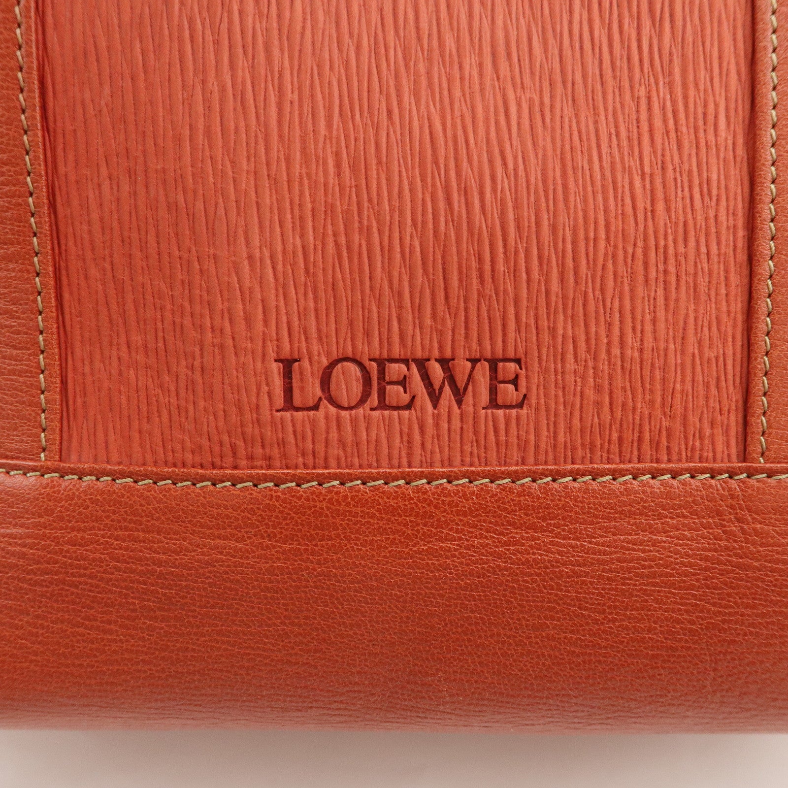 LOEWE Velazquez Leather Hand Bag Boston Bag Orange