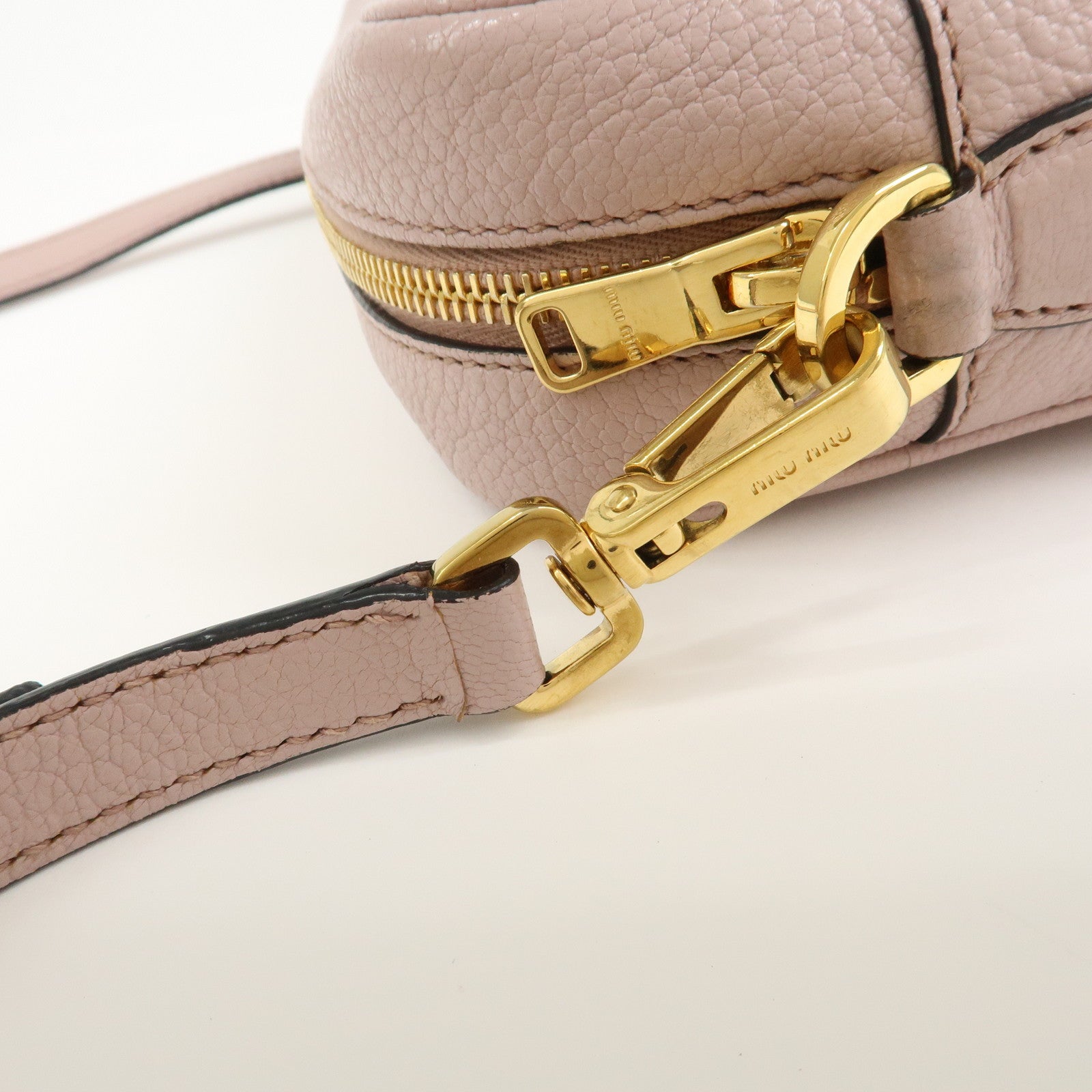 MIU MIU Leather Shoulder Bag Crossbody Bag Pink 5BH056