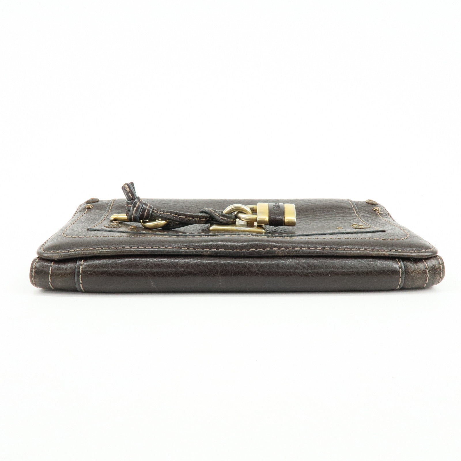 Chloe Paddington Leather Long Flap Wallet Dark Brown
