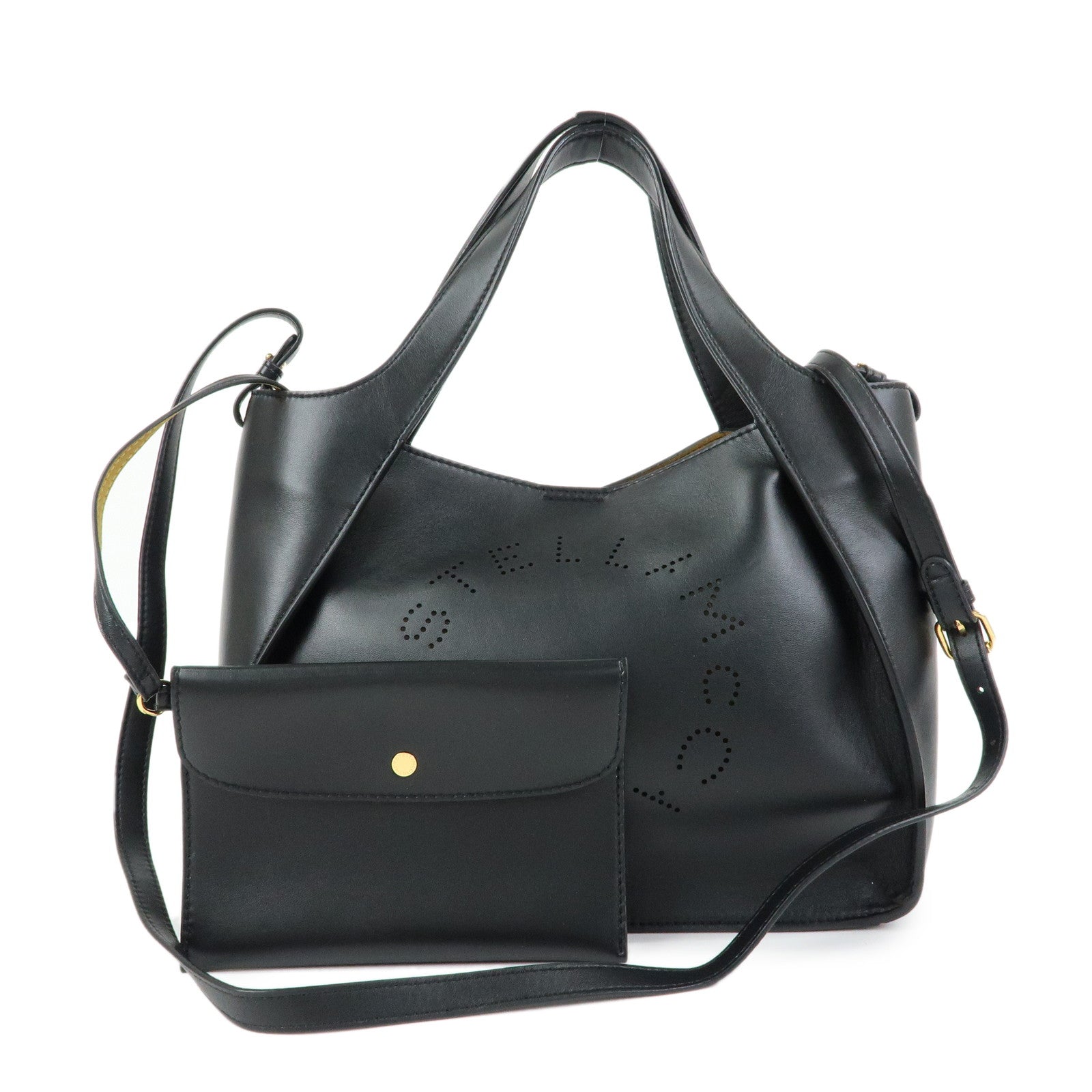 STELLA MCCARTNEY Faux Leather 2Way Shoulder Bag Hand Bag Black