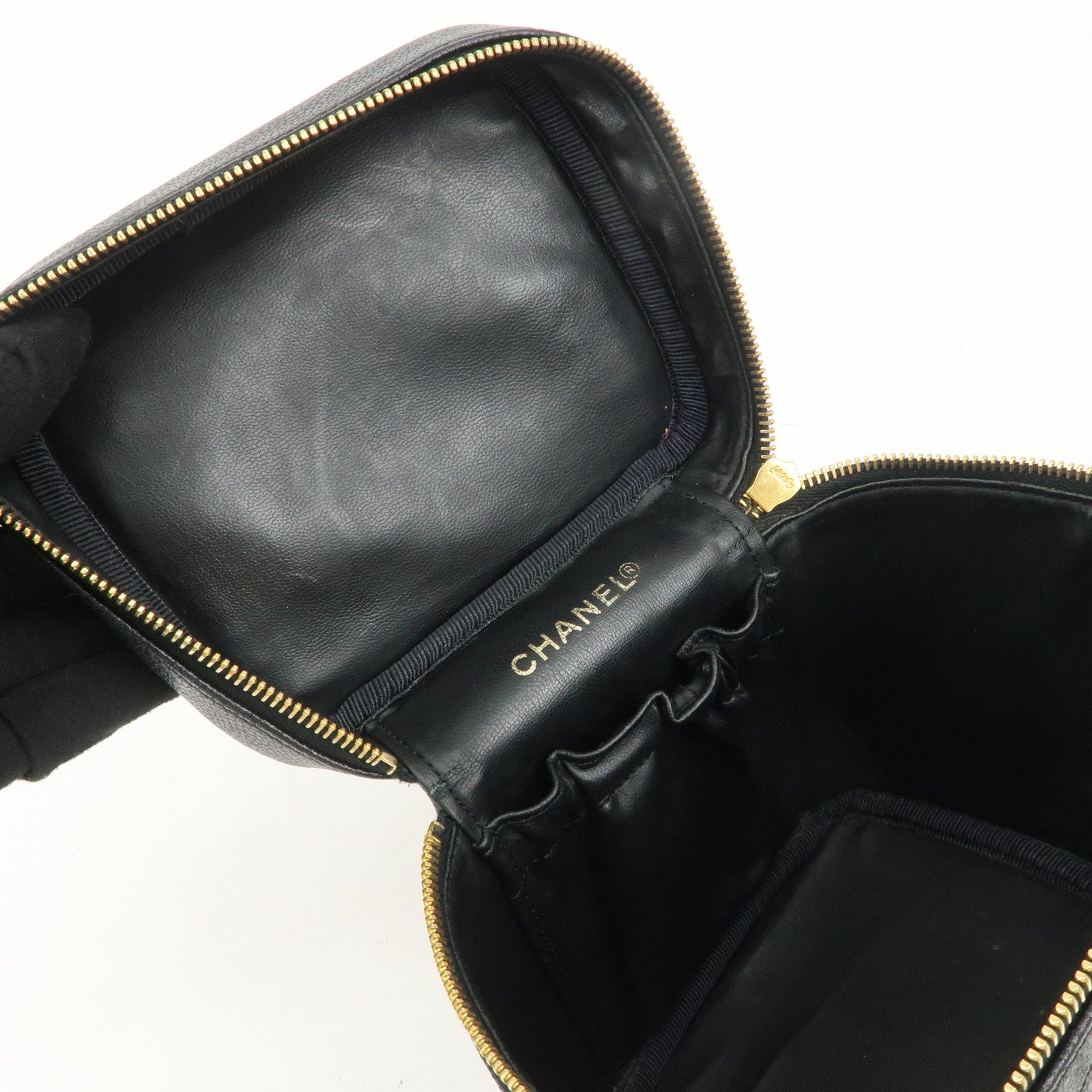 CHANEL COCO Mark Caviarskin Vanity Bag Hand Bag Black A01998
