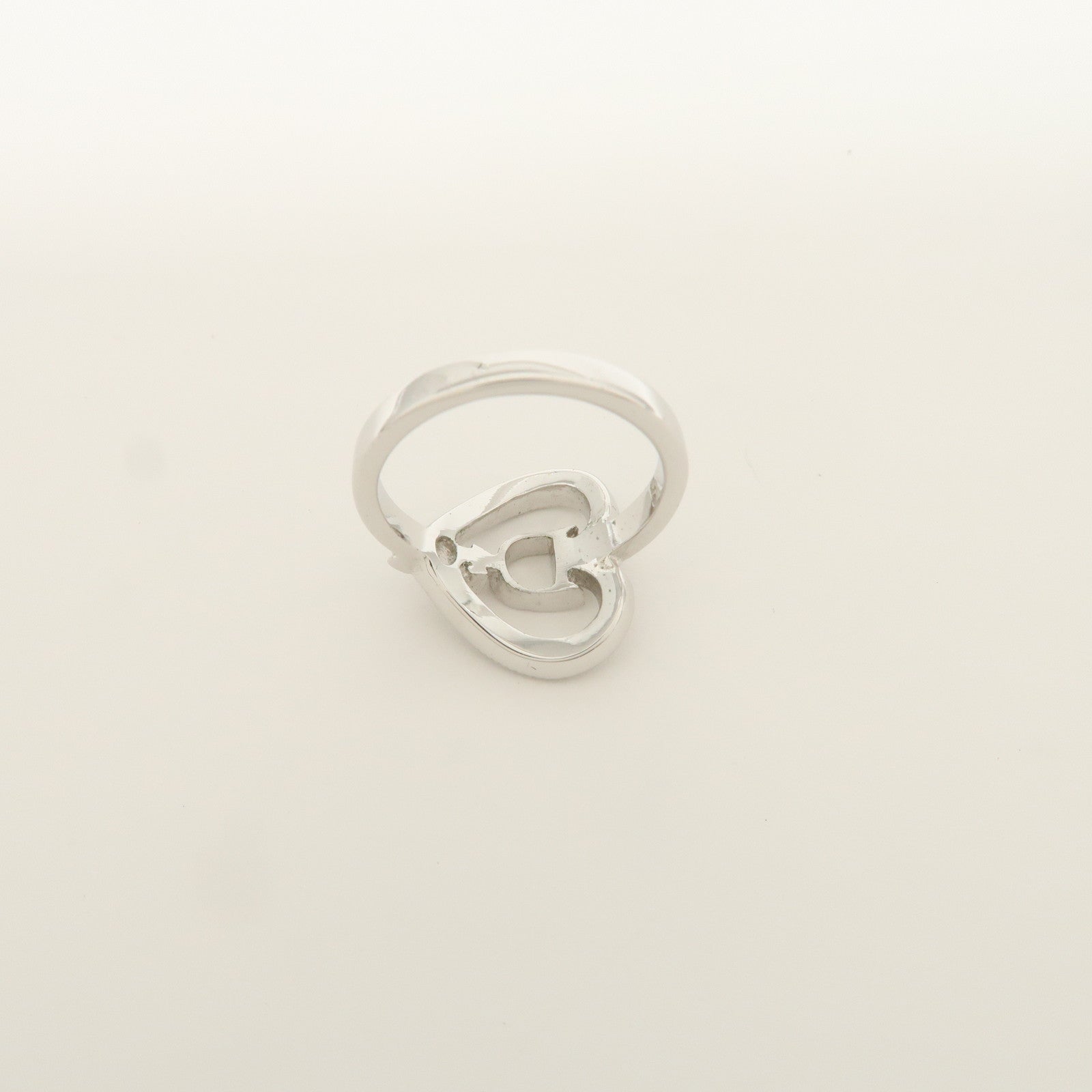 Christian Dior D Logo Heart Metal Ring Silver US 5