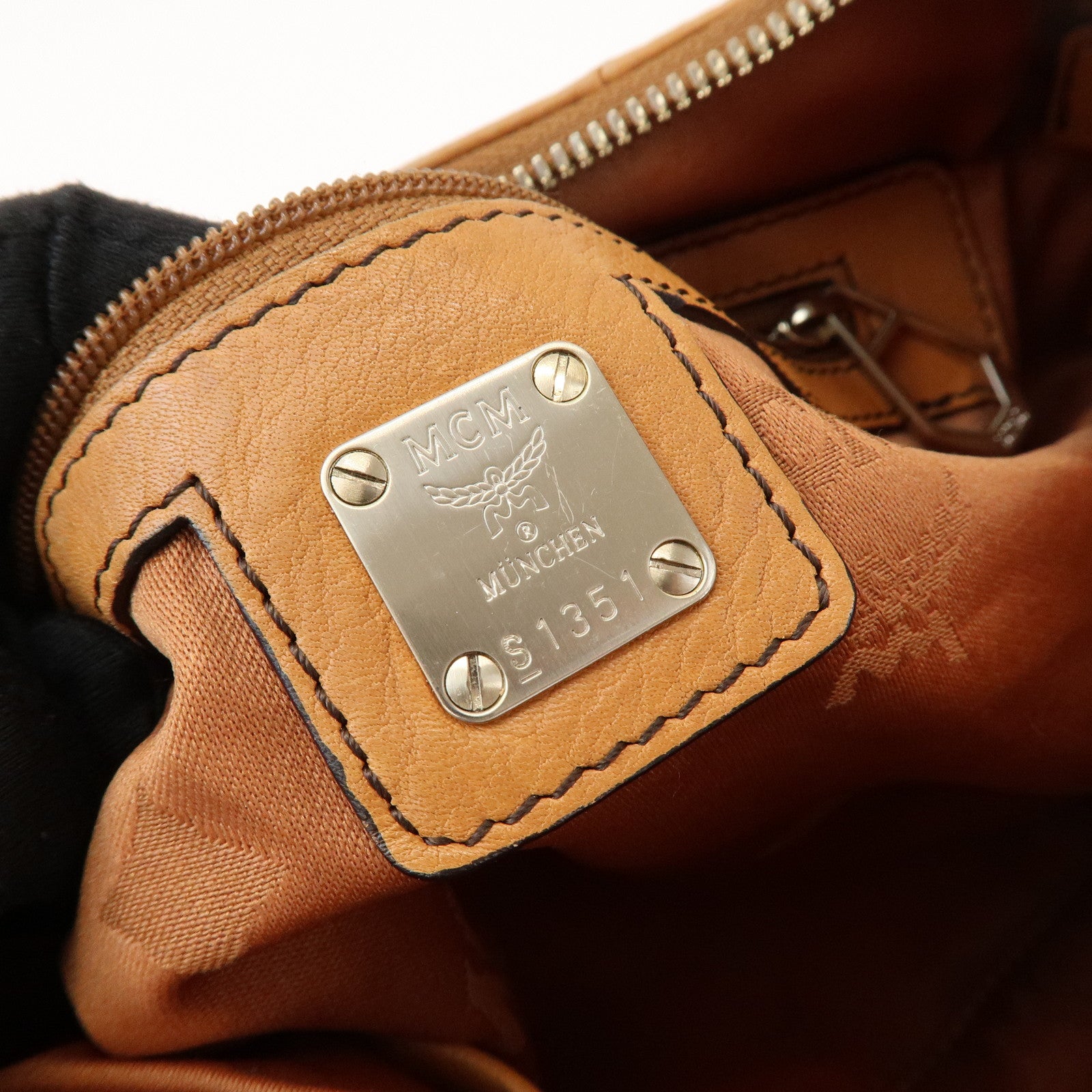 MCM Logo Leather 2WAY Bag Hand Bag Shoulder Bag Crossbody Bag Brown