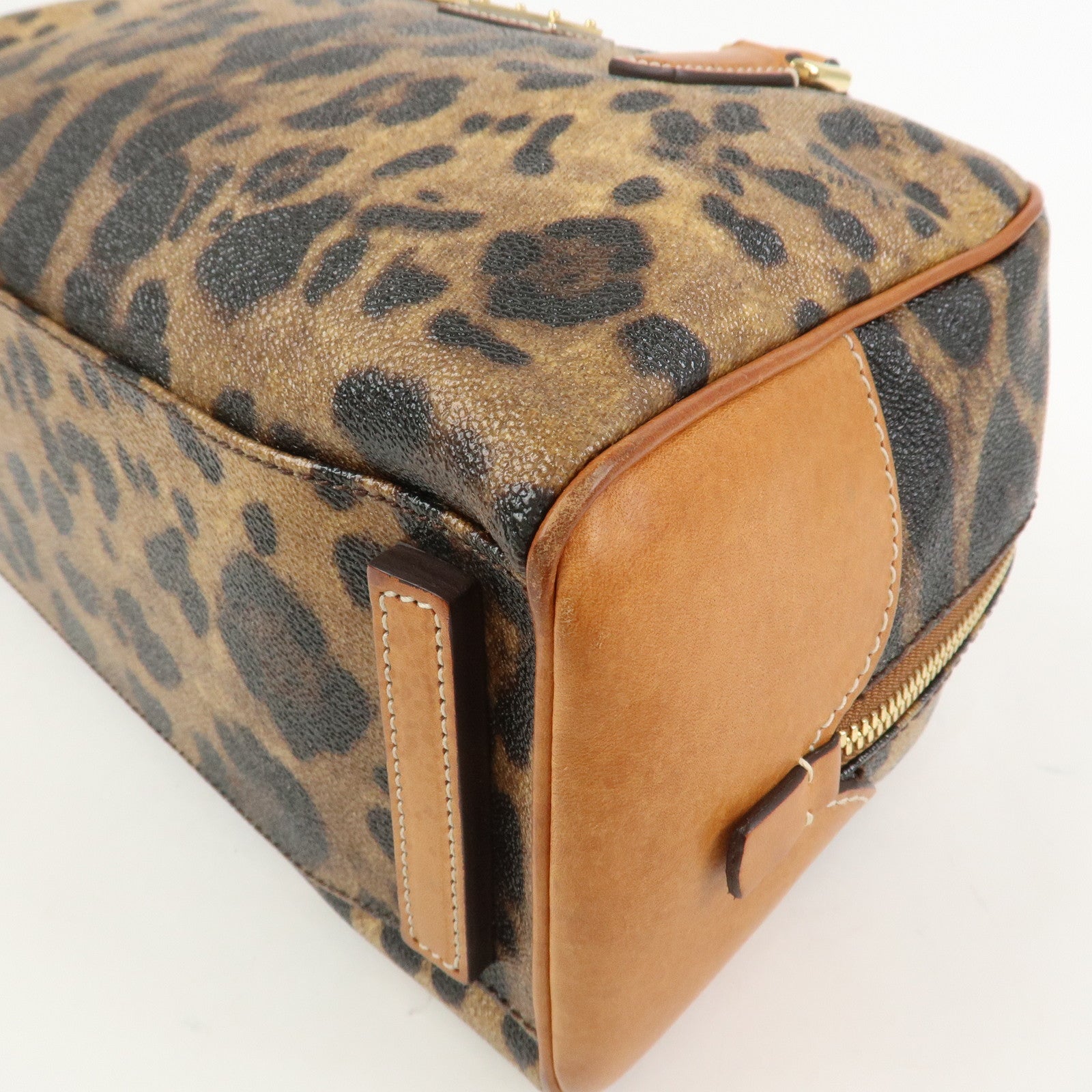 Dolce&Gabbana Leather Shoulder Bag Hand Bag Leopard Brown