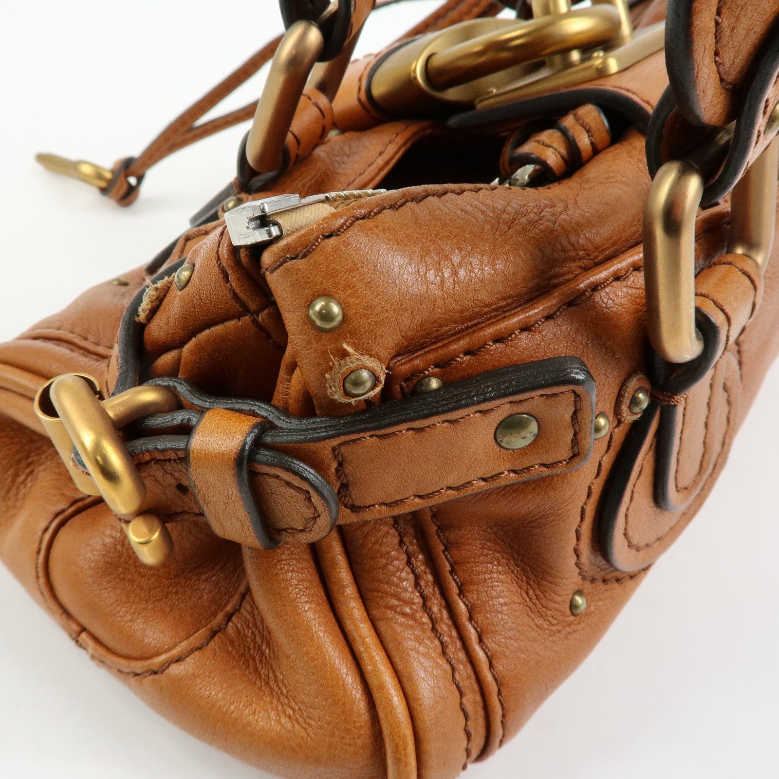 Chloe Paddington Leather Mini Hand Bag Boston Bag Brown