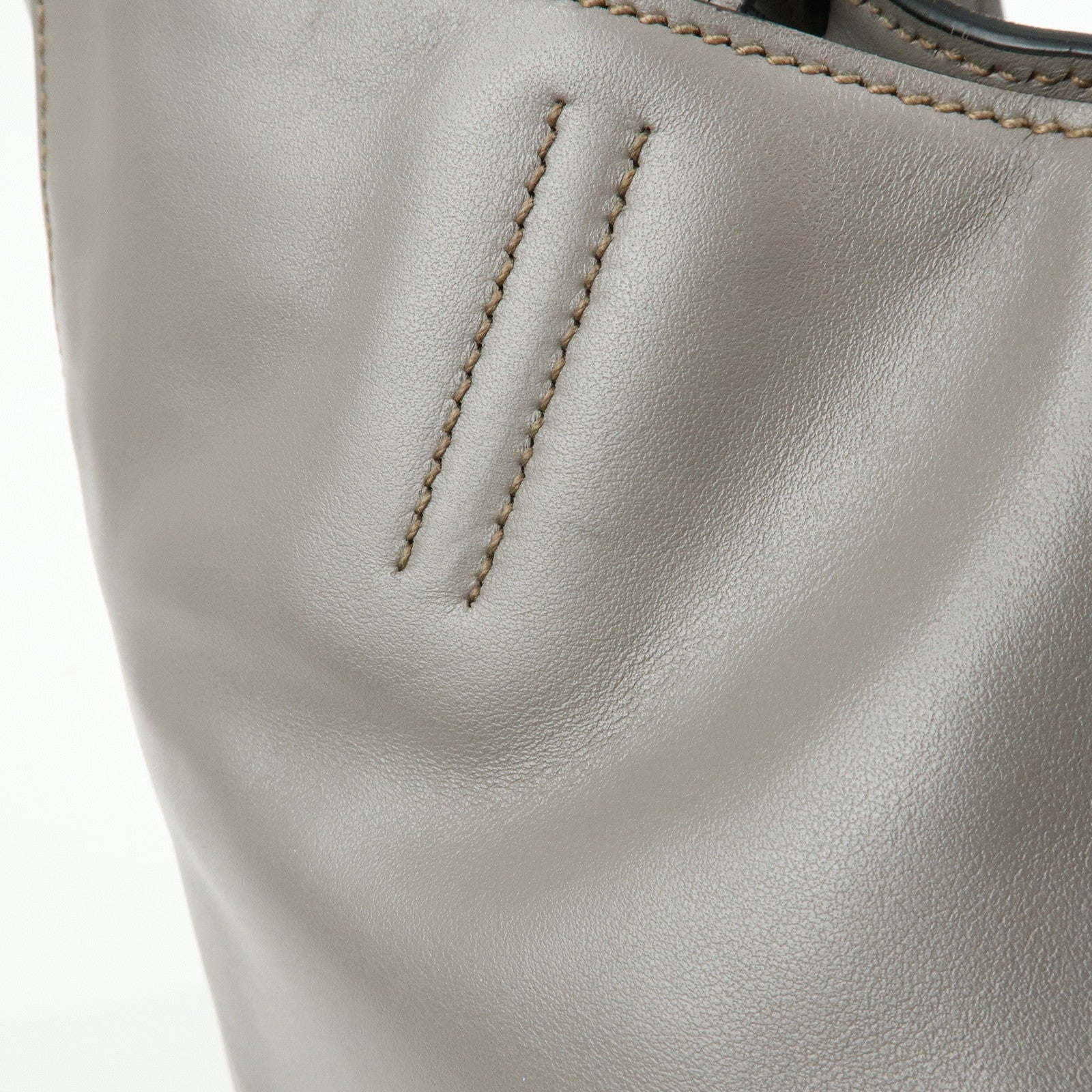 MIU MIU Vitello Soft Leather Tote Bag Shoulder Hand Bag Grey R1914S