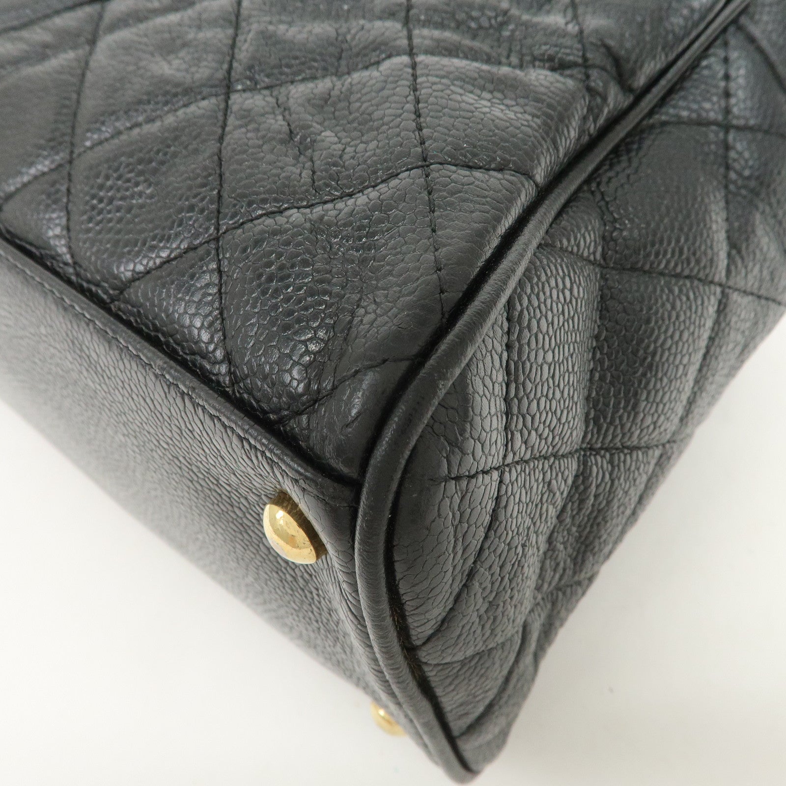 CHANEL Matelasse Caviarskin Boston Bag Hand Bag Black A20997