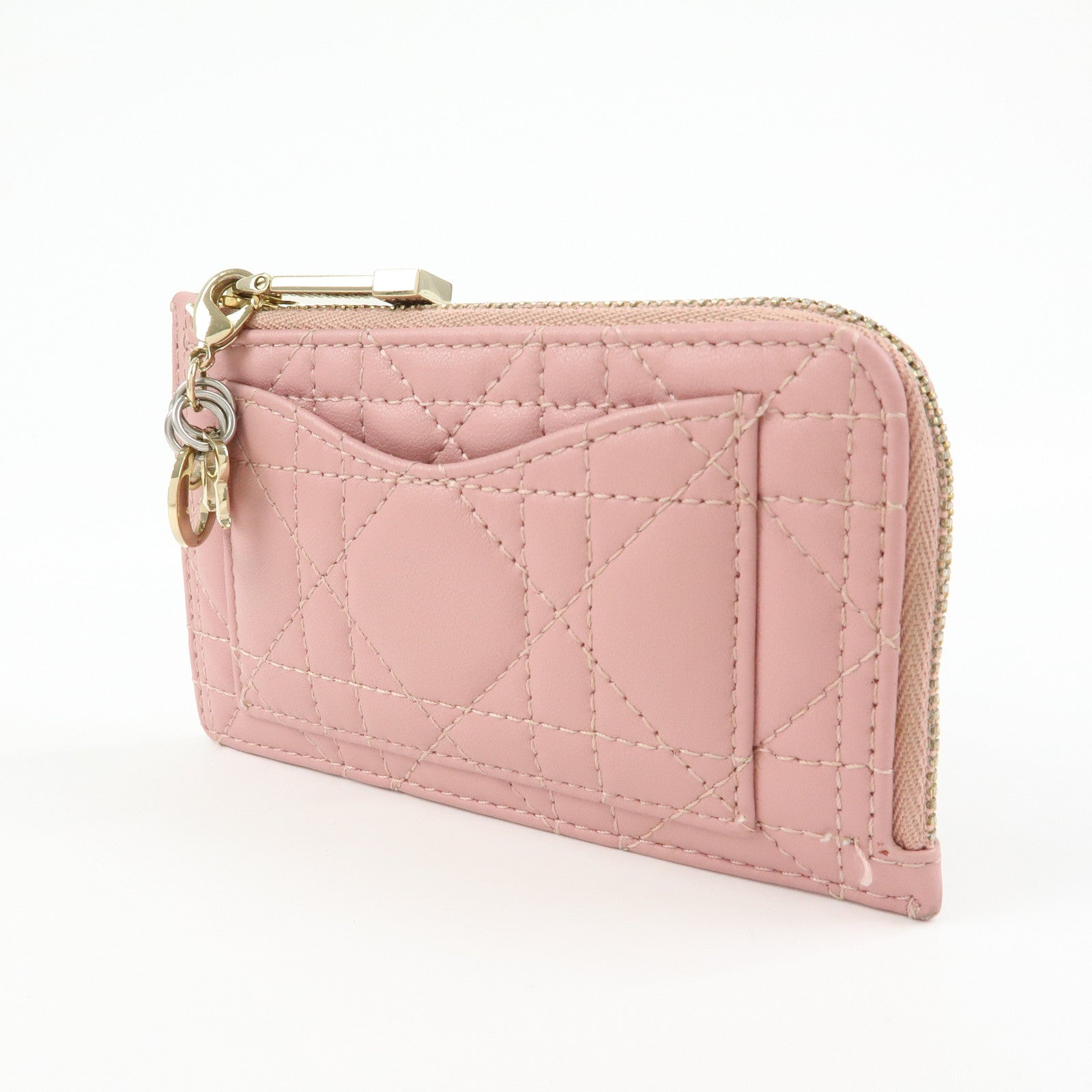 Christian Dior Lady Dior Cosmos Cannage Lambskin Card Case Pink