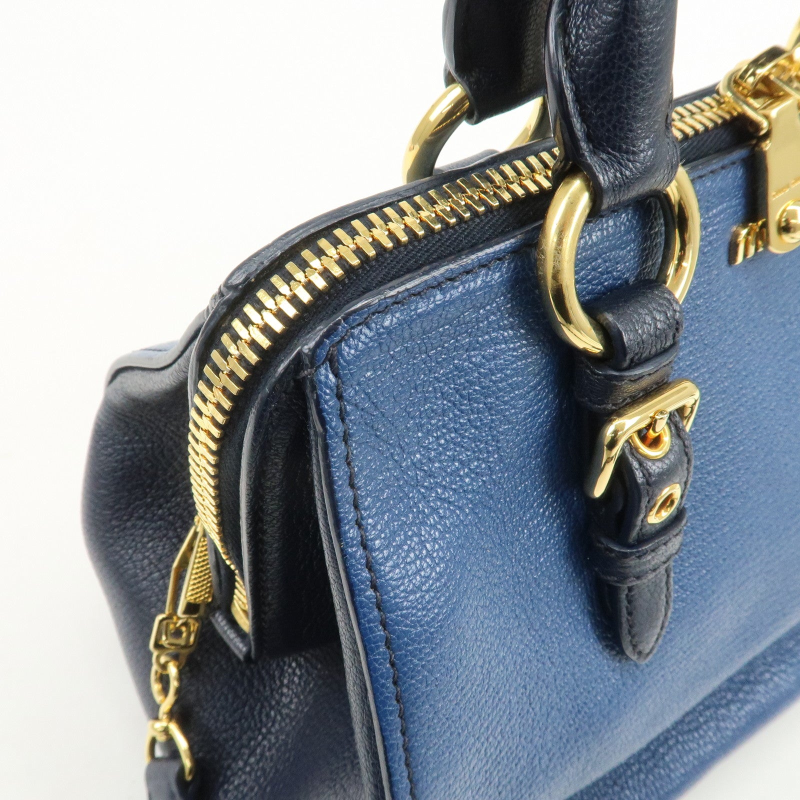 MIU MIU MADRAS 2Way Bag Hand Bag Shoulder Bag Blue RL0058