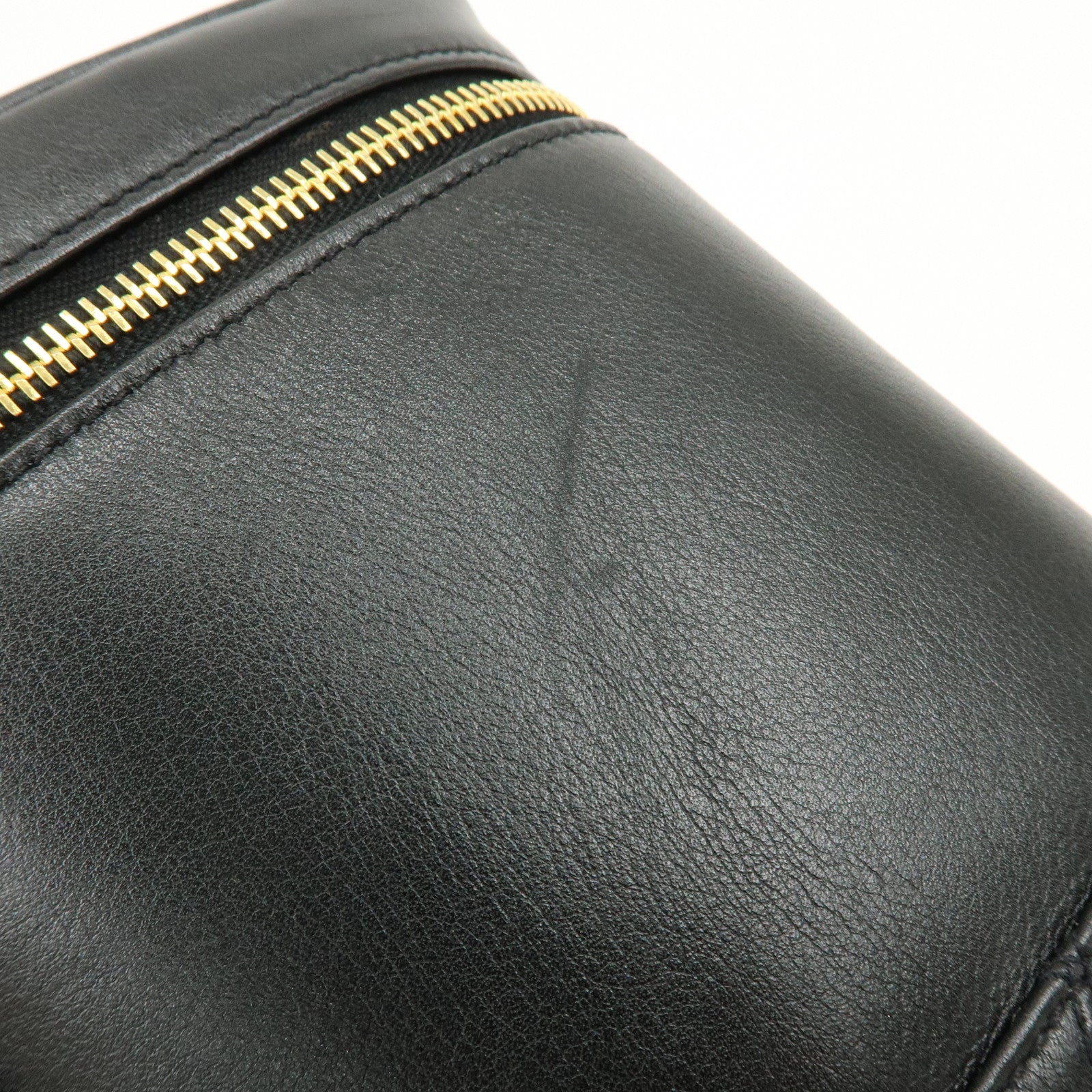 CHANEL Bicolore Lamb Skin Vanity Bag Hand Bag Black A01619