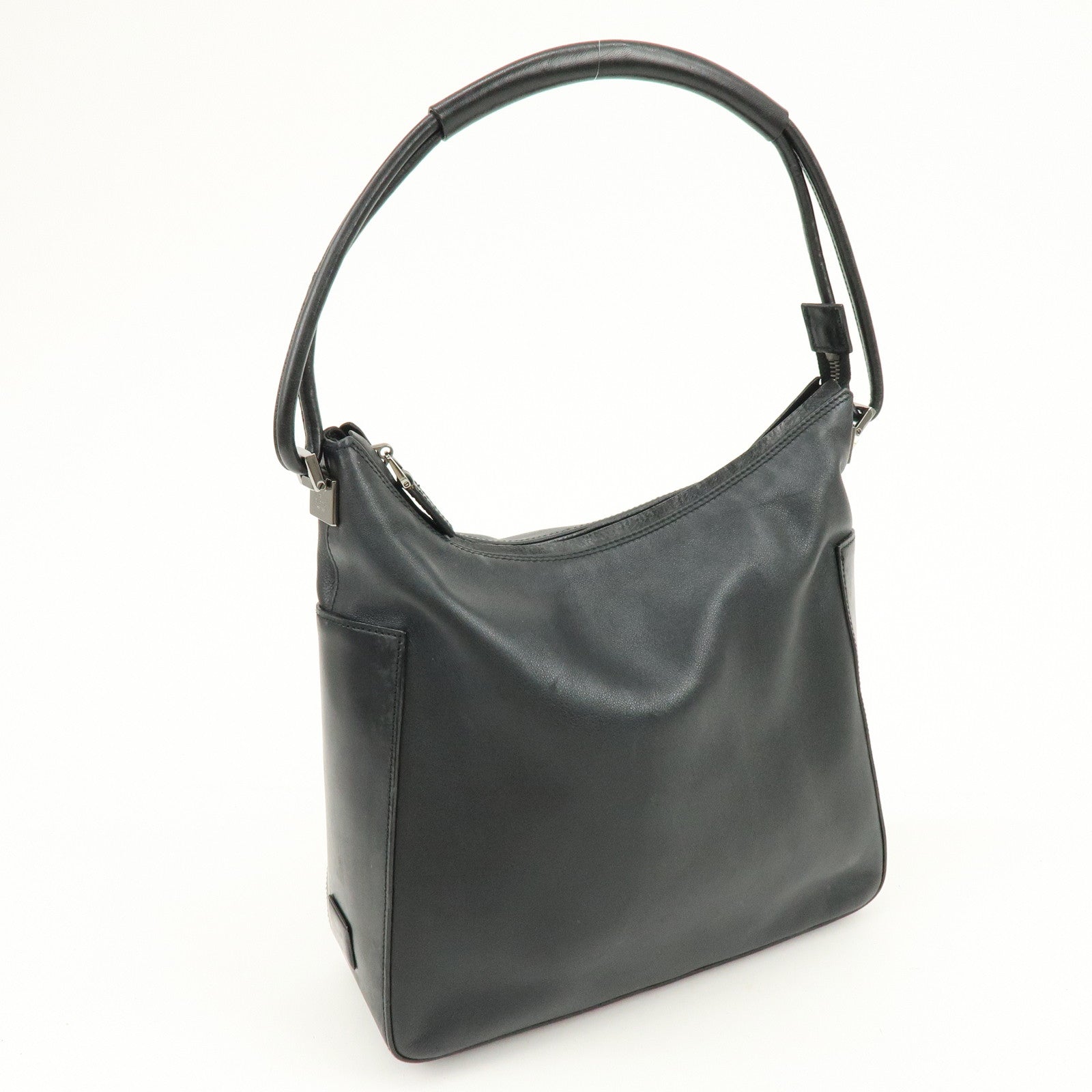 GUCCI Logo Leather Shoulder Bag Hand Bag Black 001.3766