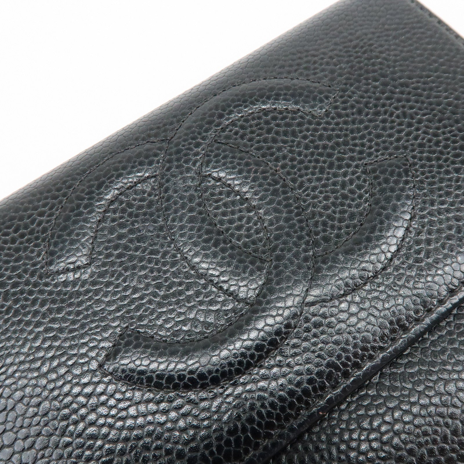 CHANEL COCO Mark Caviarskin Compact Flap Wallet Black