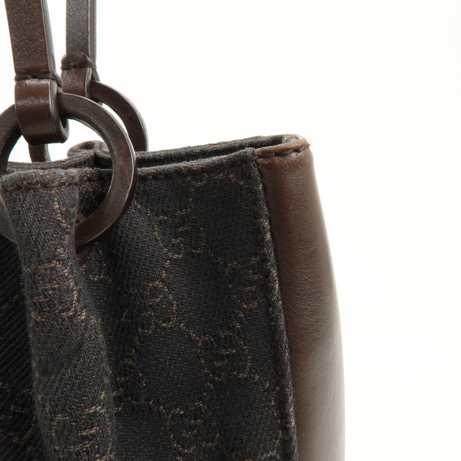 GUCCI GG Canvas Leather Shoulder Bag Tote Bag Brown 101919