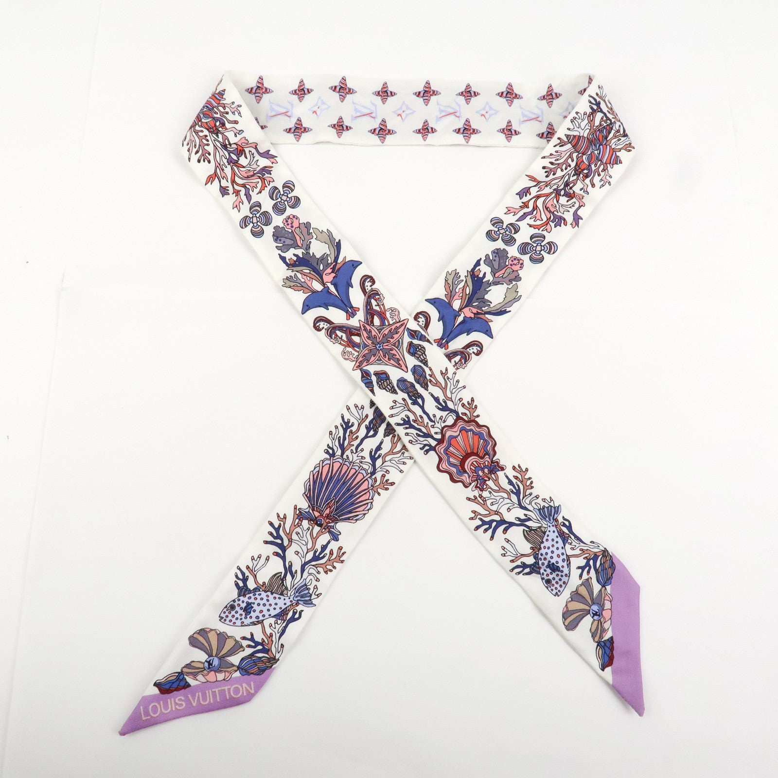 Louis Vuitton Sea of Love Bandeau BB Silk 100% Scarf White M73873