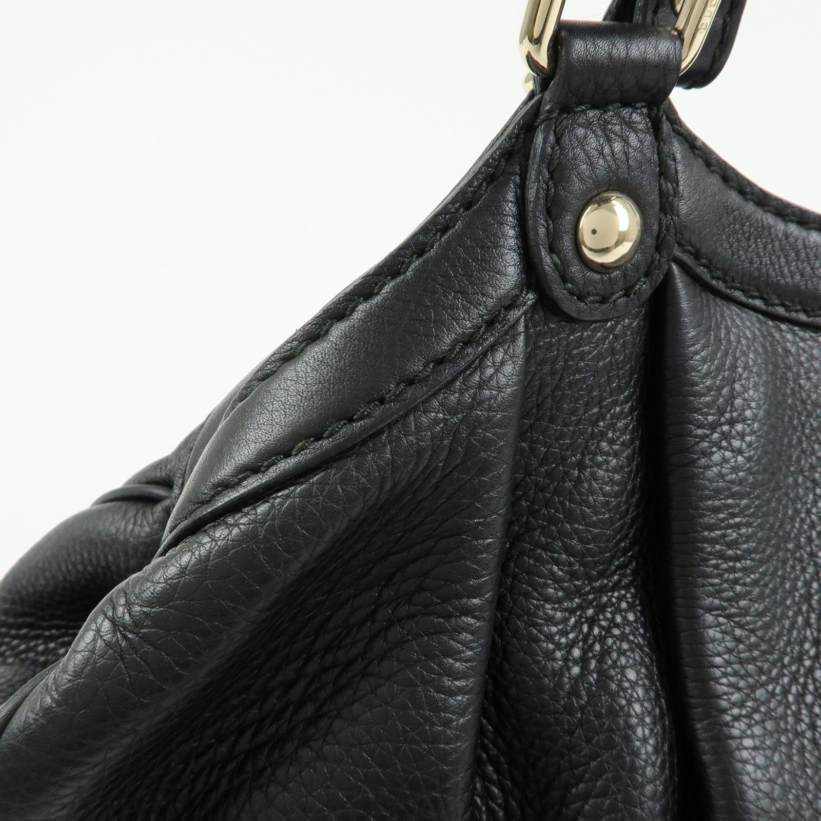 GUCCI Sukey Interlocking G Leather Tote Hand Bag Black 211944