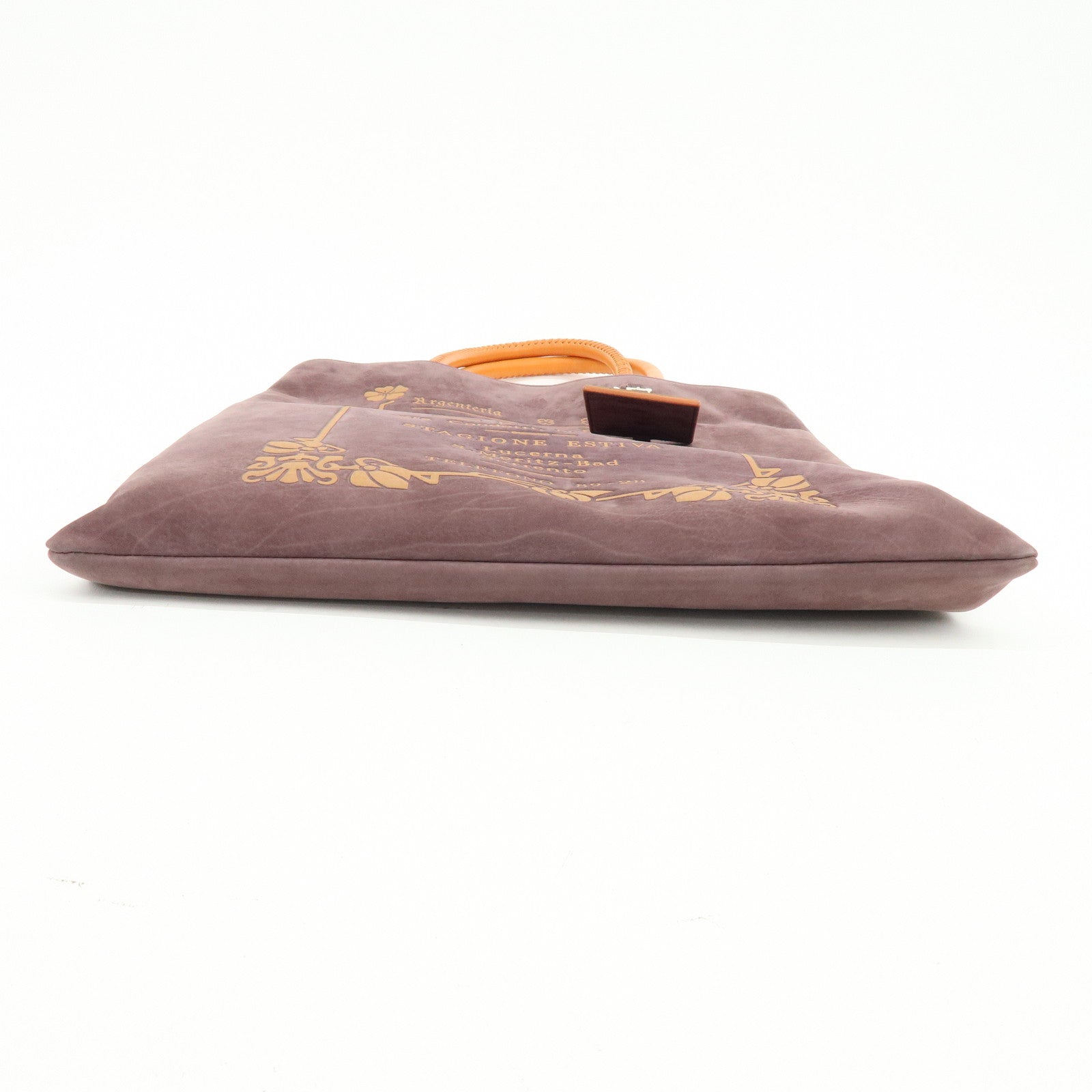 BVLGARI Collezione Suede Leather Tote Shoulder Bag Purple Orange