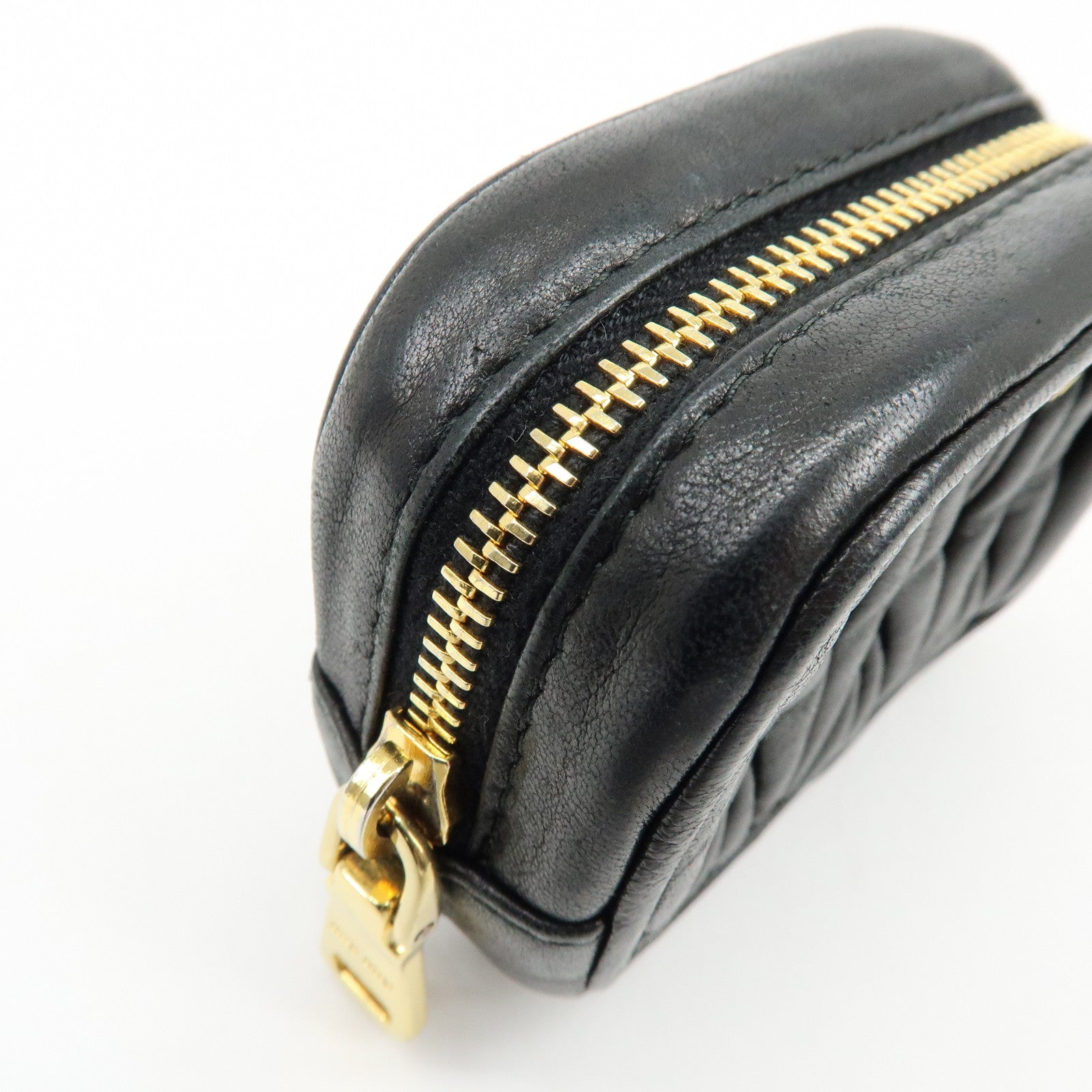 MIU MIU Nappa Leather Bag Charm Pouch Coin Case Black 5M1353