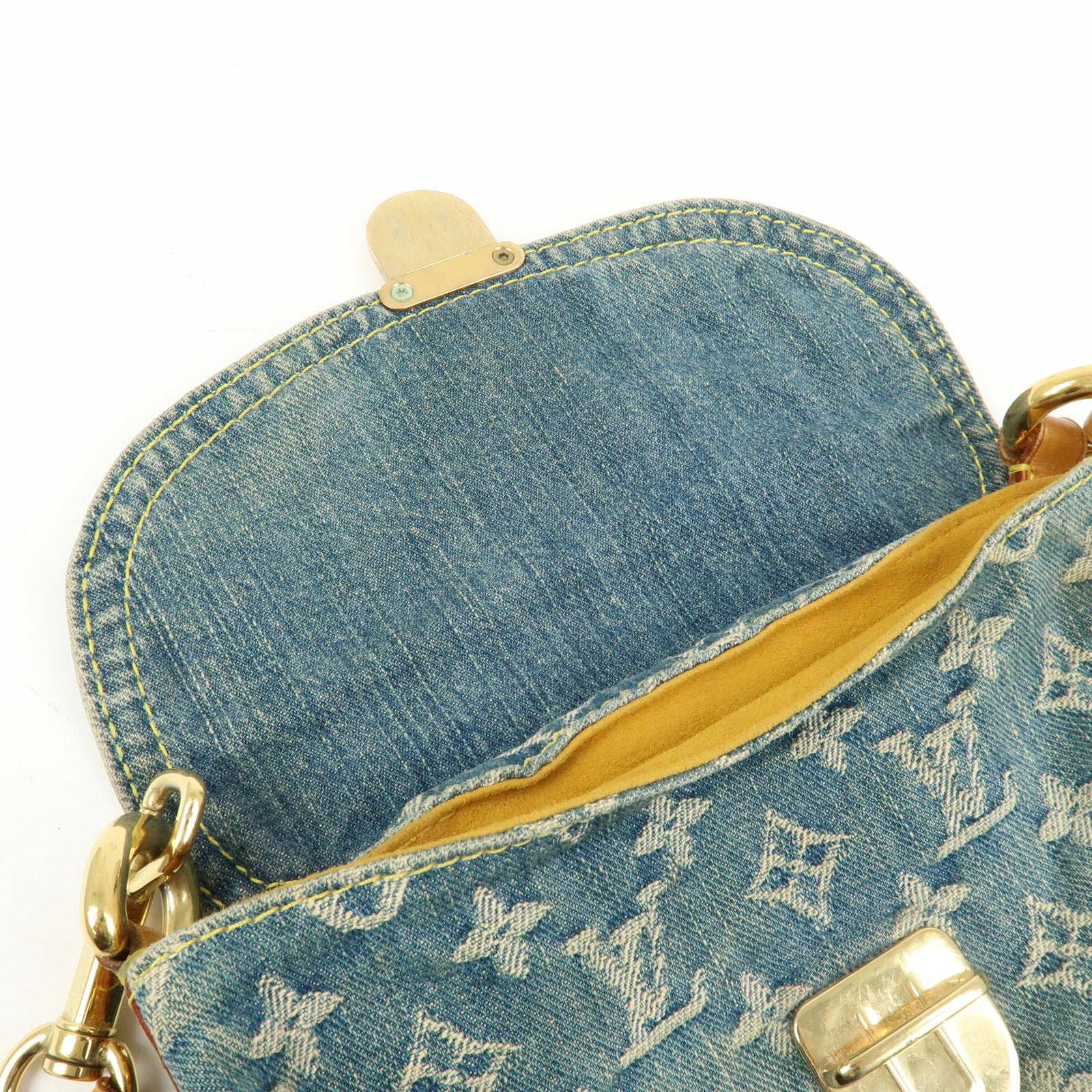 Louis Vuitton Monogram Denim Mini Pleaty Shoulder Bag Blue M95050