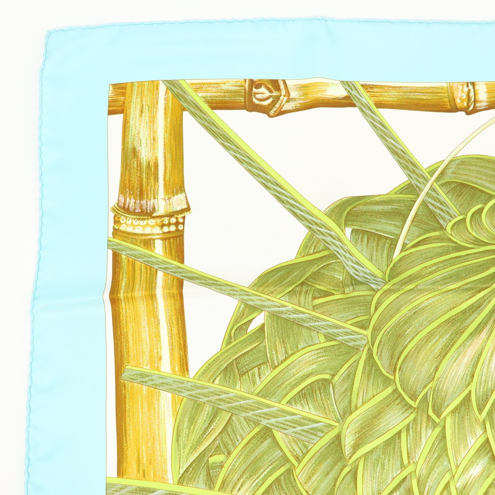 HERMES HERMES Carre 90 Silk 100% Scarf Jardin Creole Green Blue