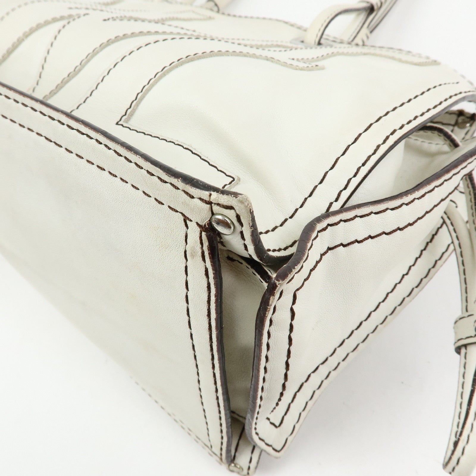 LOEWE Anagram Shopper Tote Leather Tote Bag Shoulder Bag White