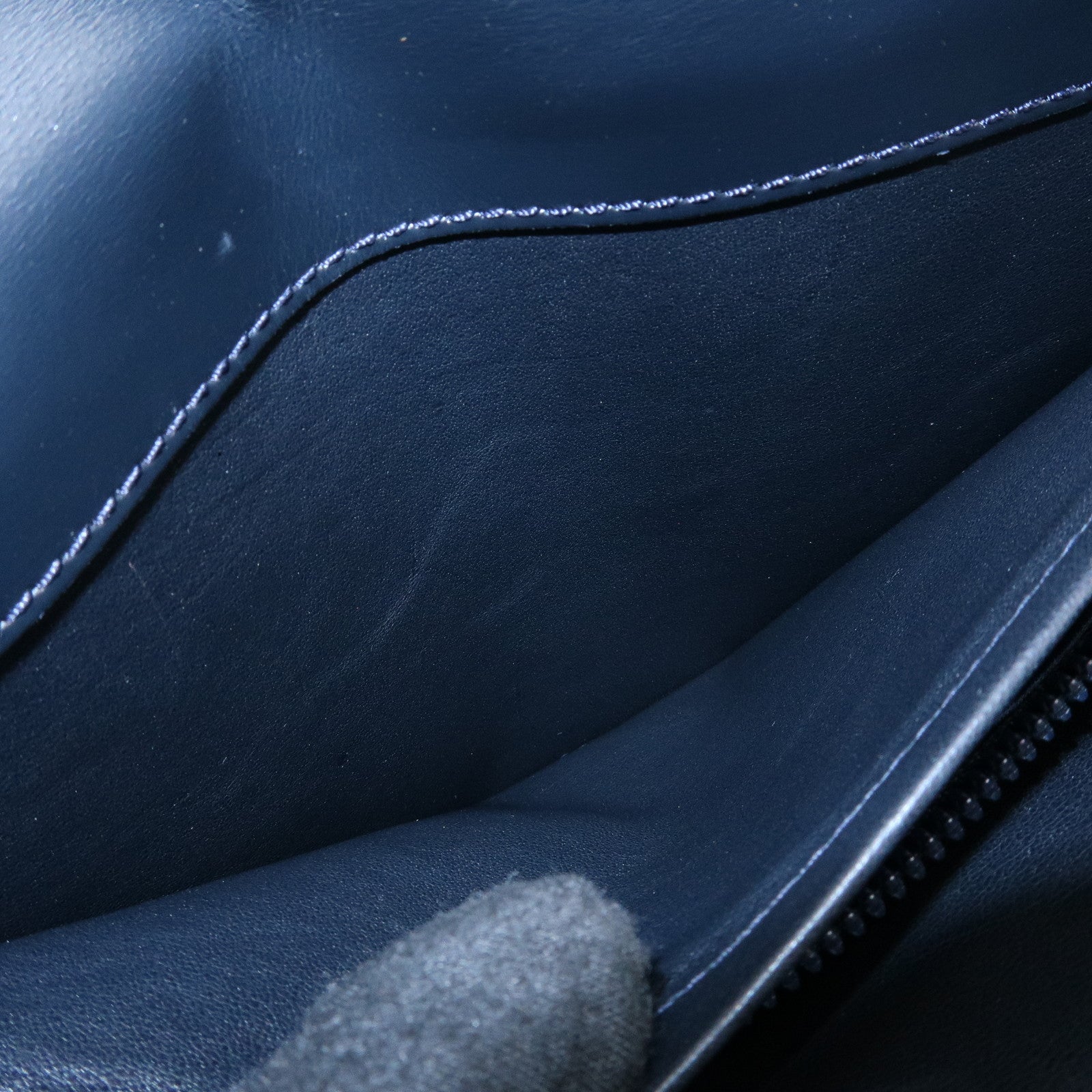 CELINE Leather Envelope Flap Clutch Bag Pouch Navy
