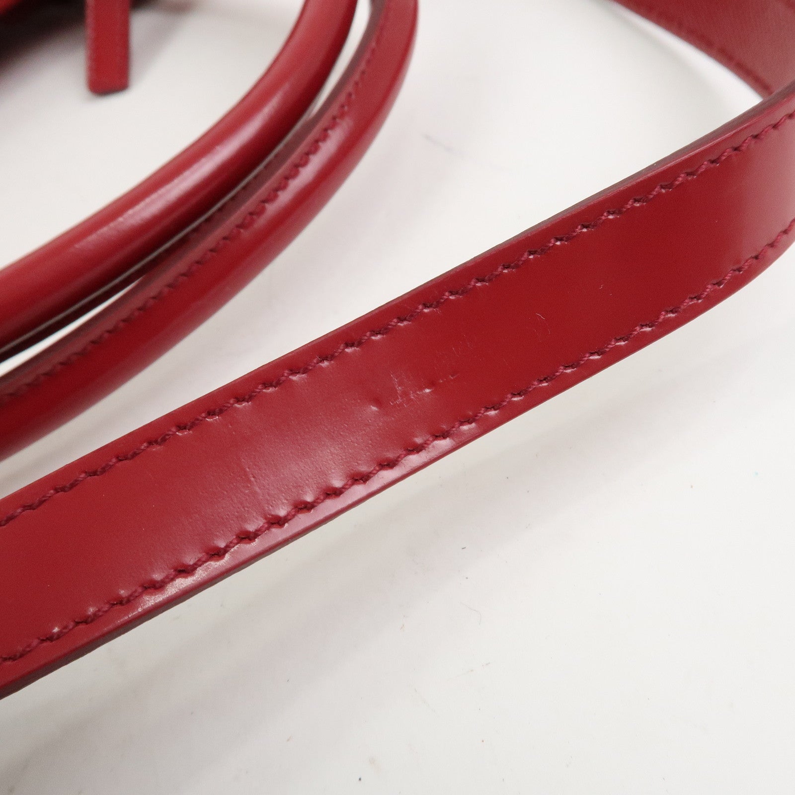 Ferragamo Gancini Suede Leather 2Way Bag Hand Bag Shoulder Bag Red