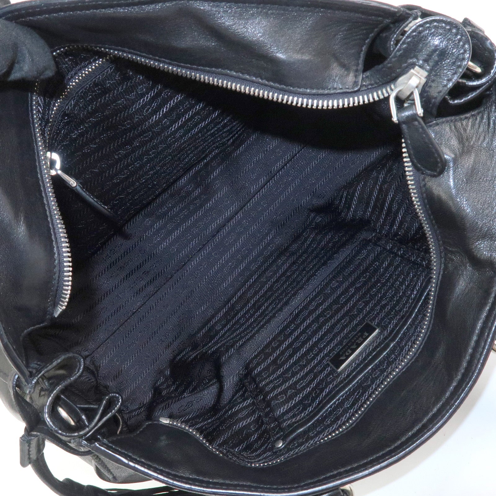 PRADA Logo Nappa Leather 2Way Bag Hand Bag Shoulder Bag Black