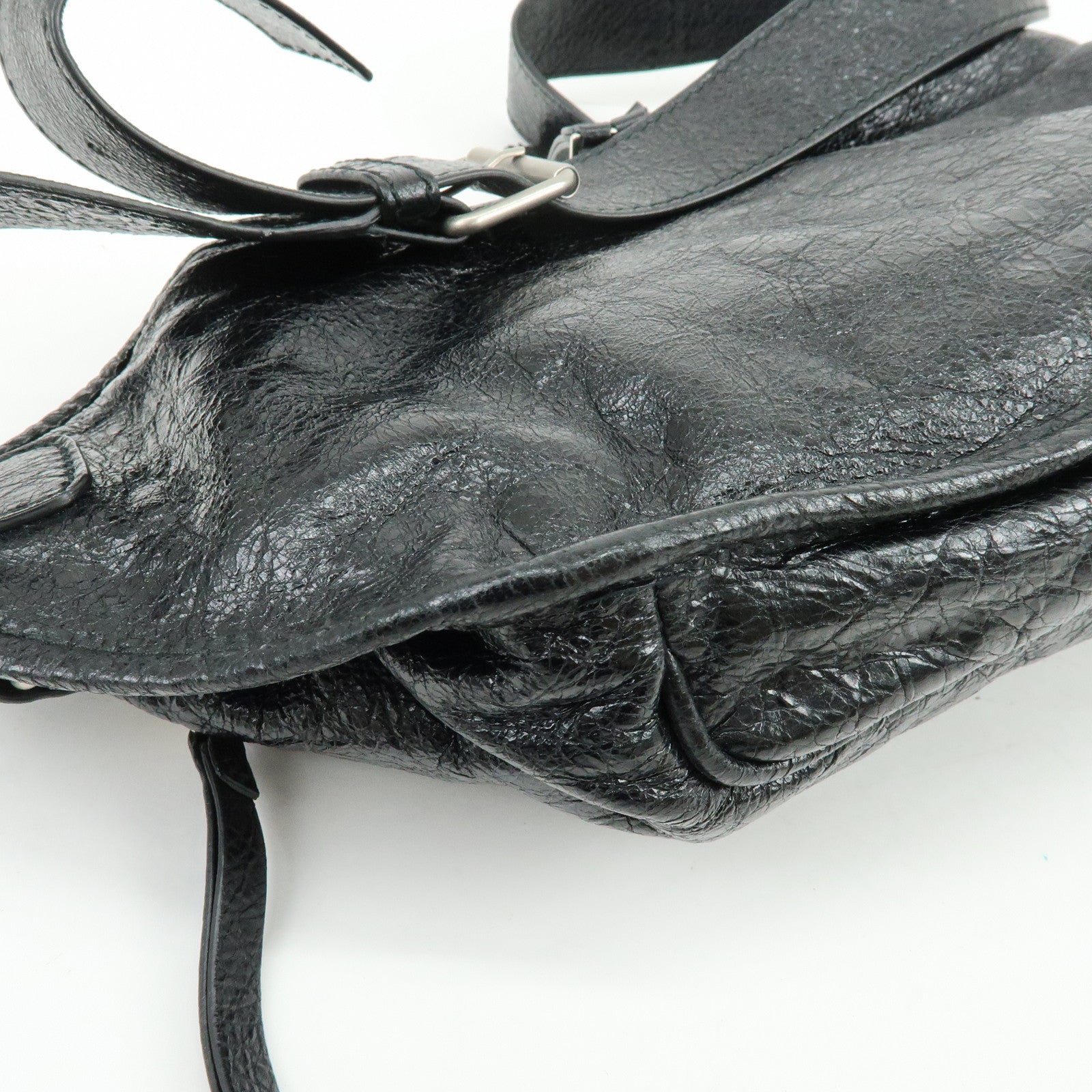 BALENCIAGA Neo Lift Leather Waist Bag Body Bag Black 542013