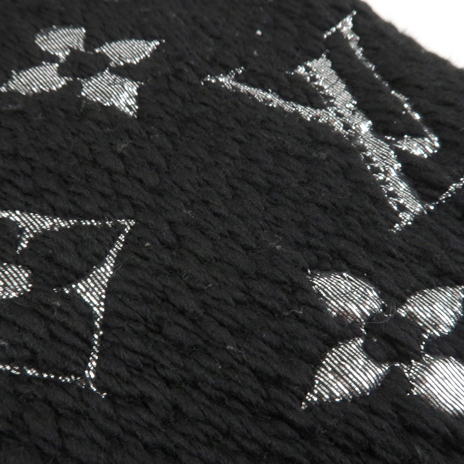 Louis Vuitton Escharp Monogram Shine Wool Silk Scarf Black M75833