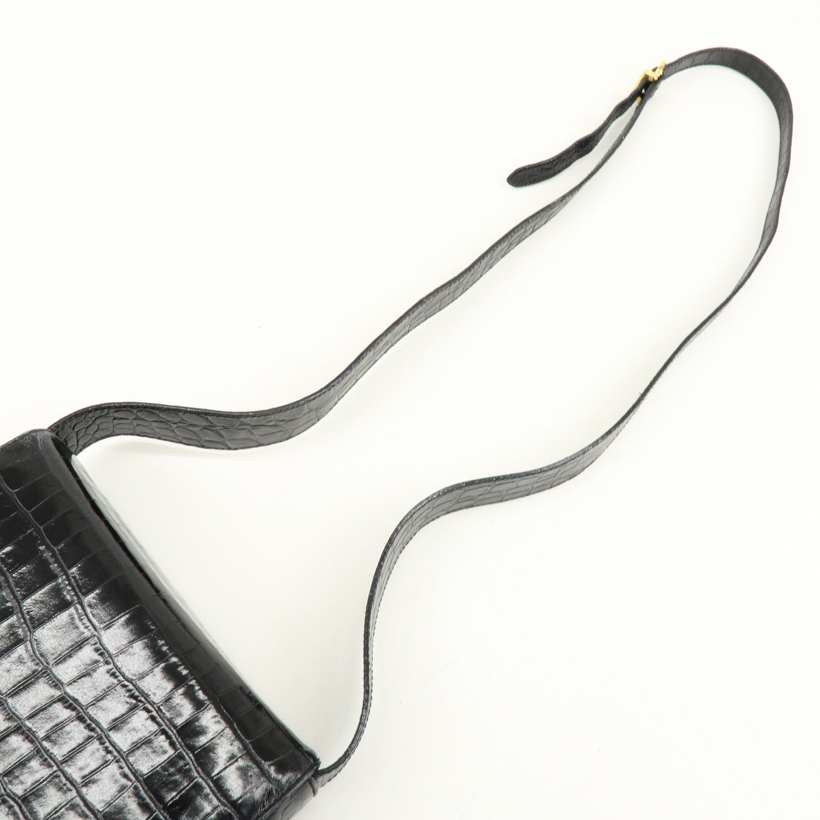 Ferragamo Gancini Embossed Leather Shoulder Bag Crossbody Bag Black